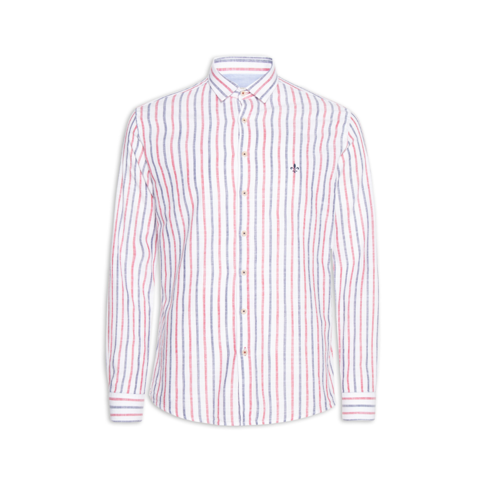 Camisa Masculina Slim Fit Listrada - Branco