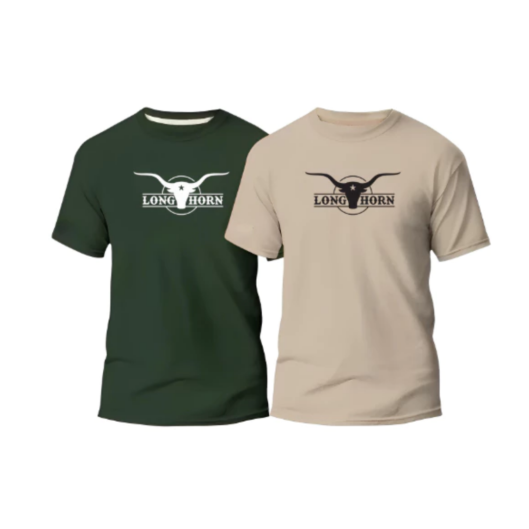 Kit Long Horn Cowboy – Camisetas Bege e Verde