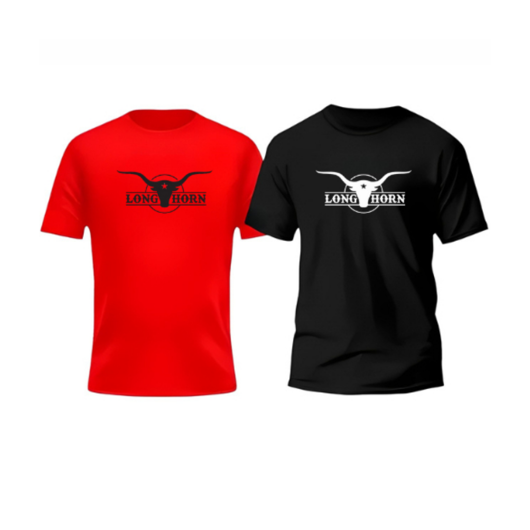 Kit Long Horn Cowboy – Camisetas Vermelha e preta
