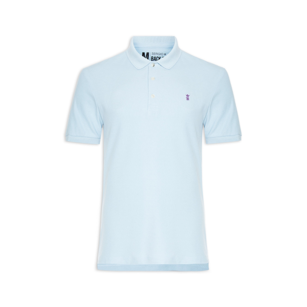 Polo Masculina Básica Em Piquet - Azul
