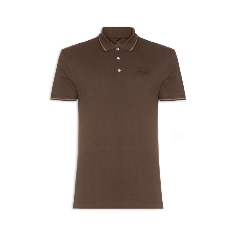 Polo Masculina Regular Lines Café - Marrom
