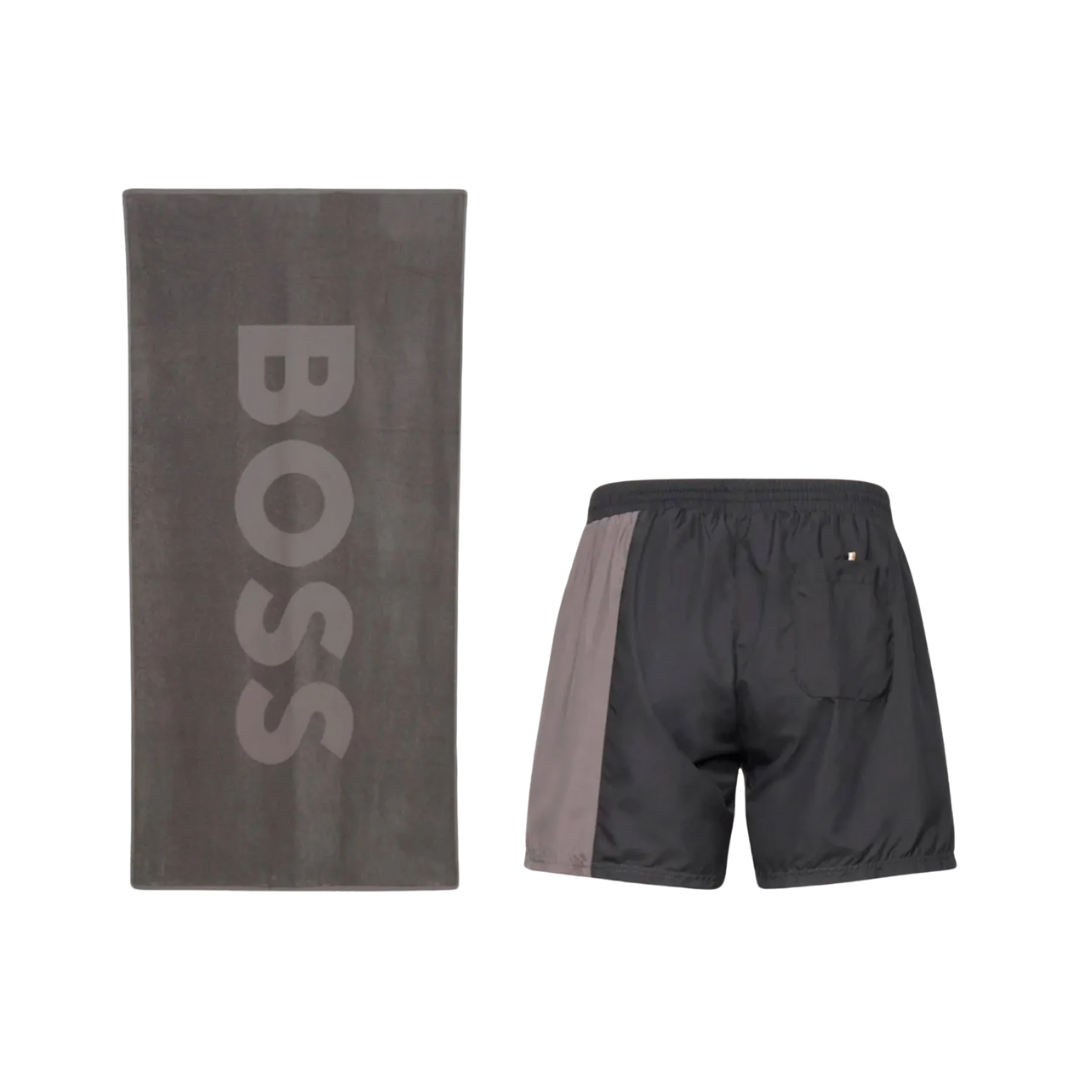 Kit Praia BOSS Masculino – Short, Toalha e Saco Organizador