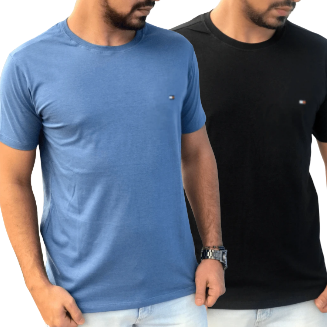 Kit 2 Camisetas Tommy Hilfiger – Azul e Preta