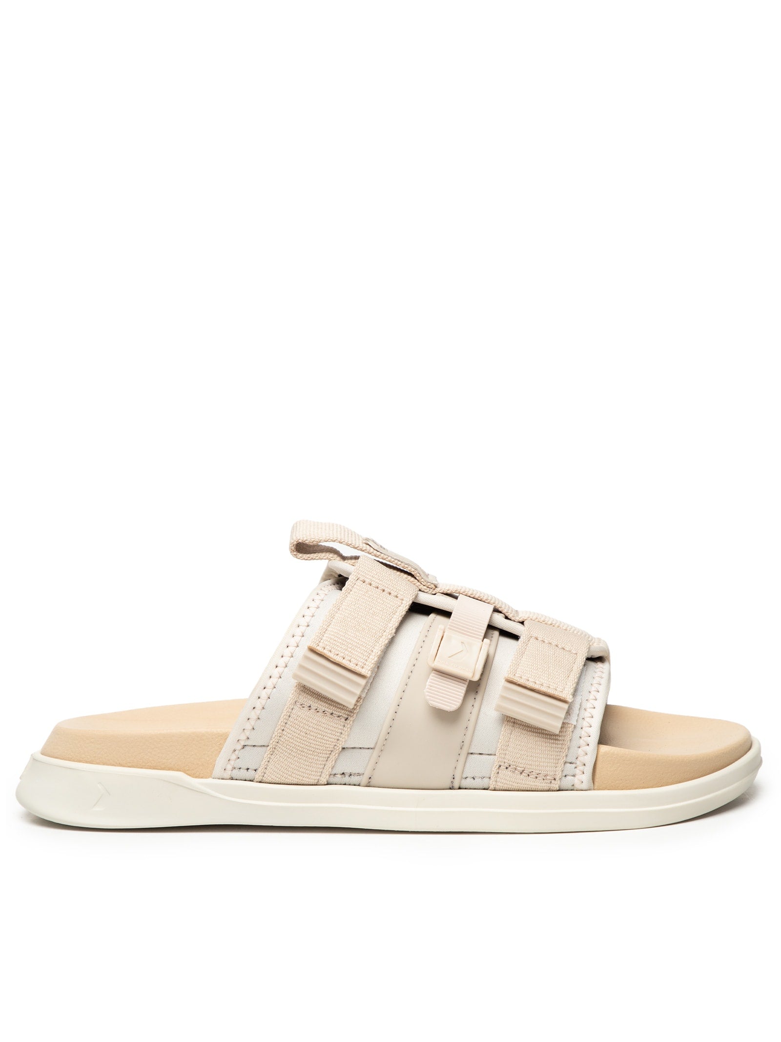 Sandália Feminina Papete Slide Olga Sporty Couro - Bege