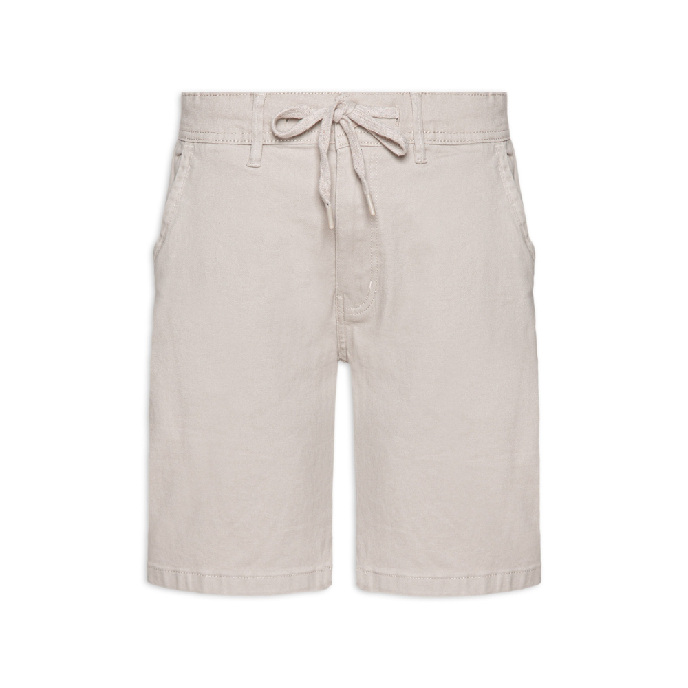 Bermuda Masculina Sarja Com Elástico No Cós Básica - Bege