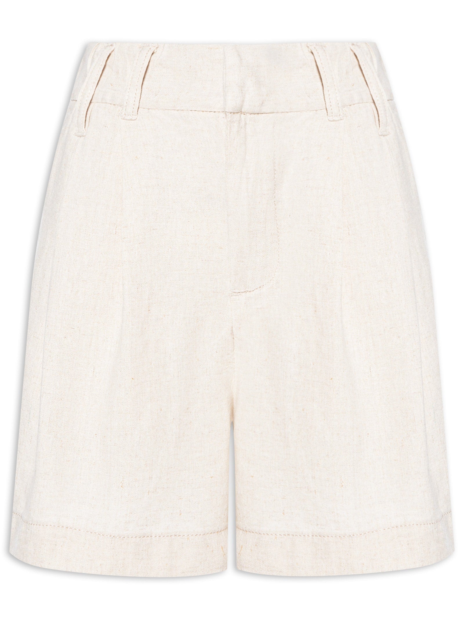 Short Feminino Alfaiataria Pregas - Bege