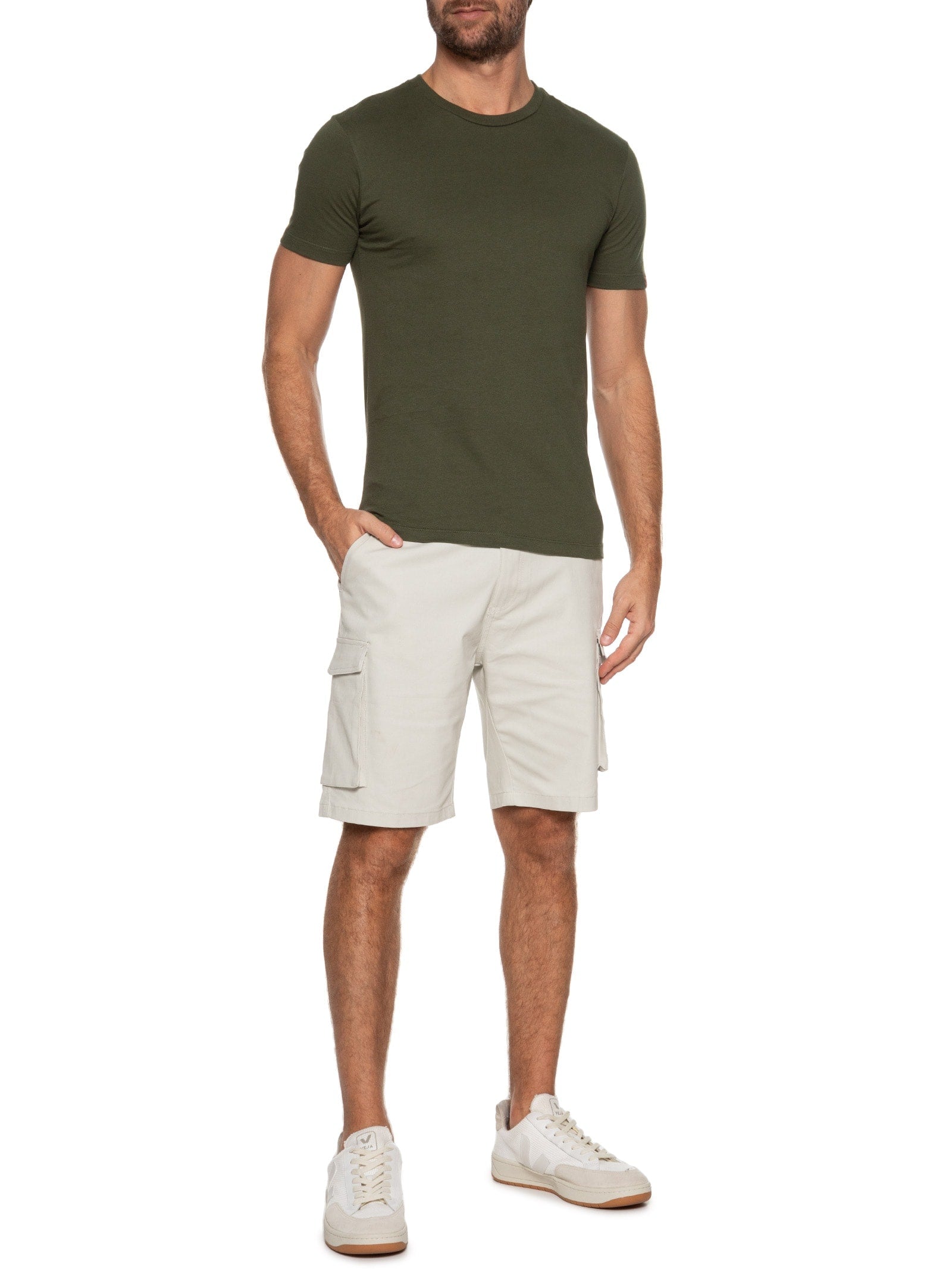 Bermuda Masculina Sarja Bolso Cargo - Azul - Imagem 2