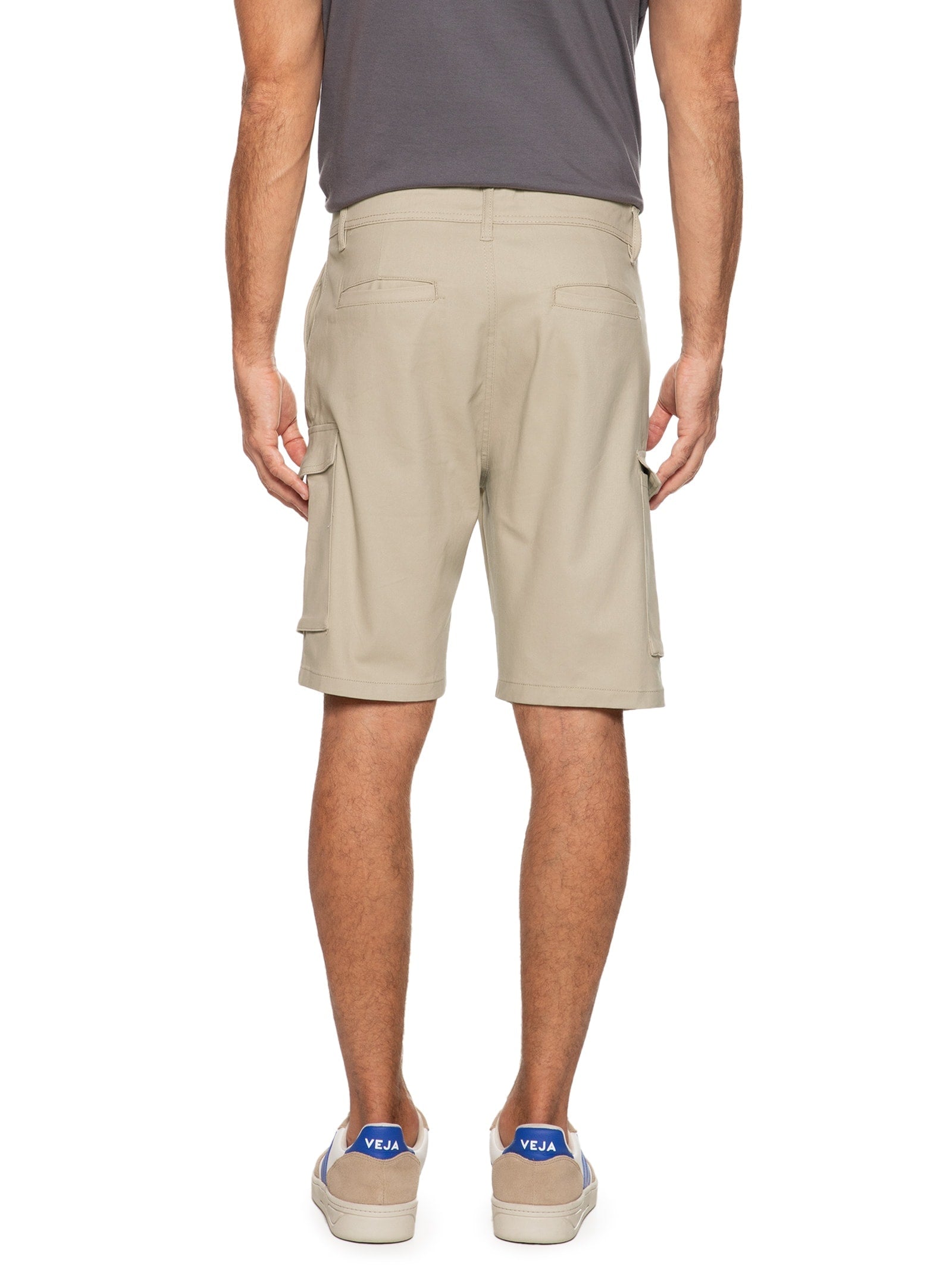 Bermuda Masculina Em Sarja Cargo - Bege - Imagem 4