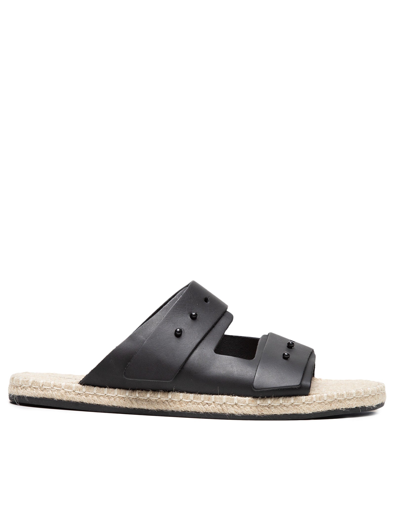 Sandália Feminina Papete Slide Olga Sporty Couro - Preto