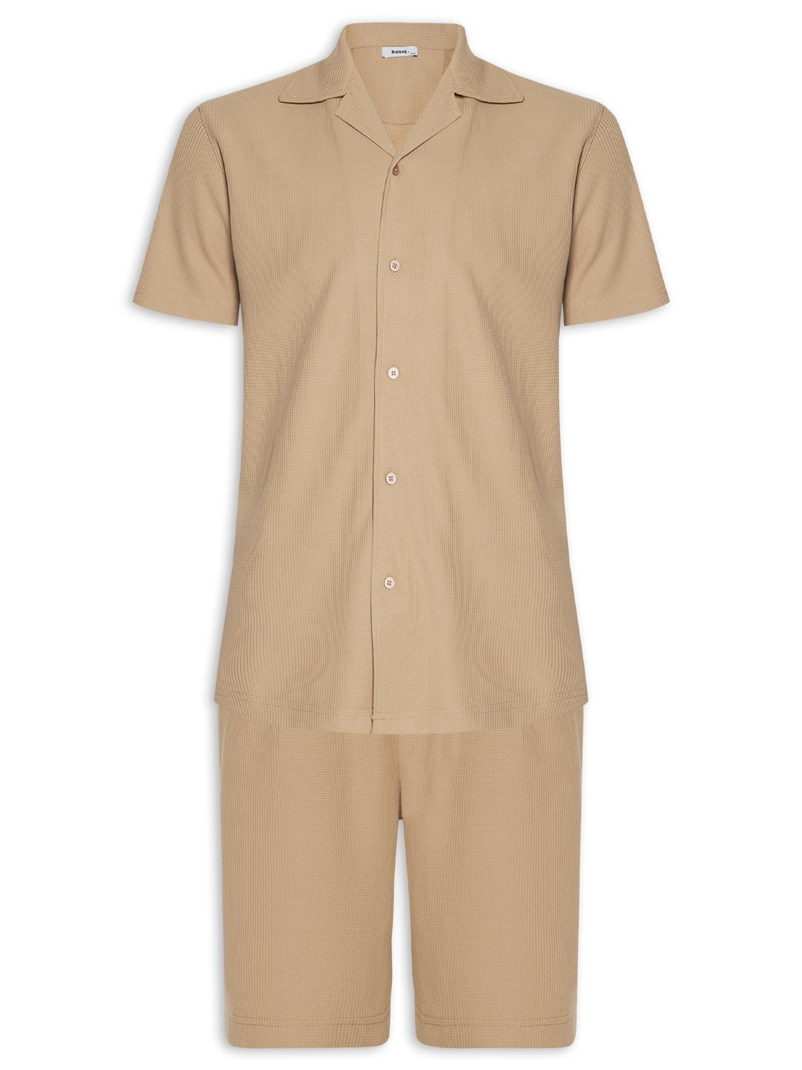 Conjunto Masculino Básico Camisa Manga Curta e Short - Azul