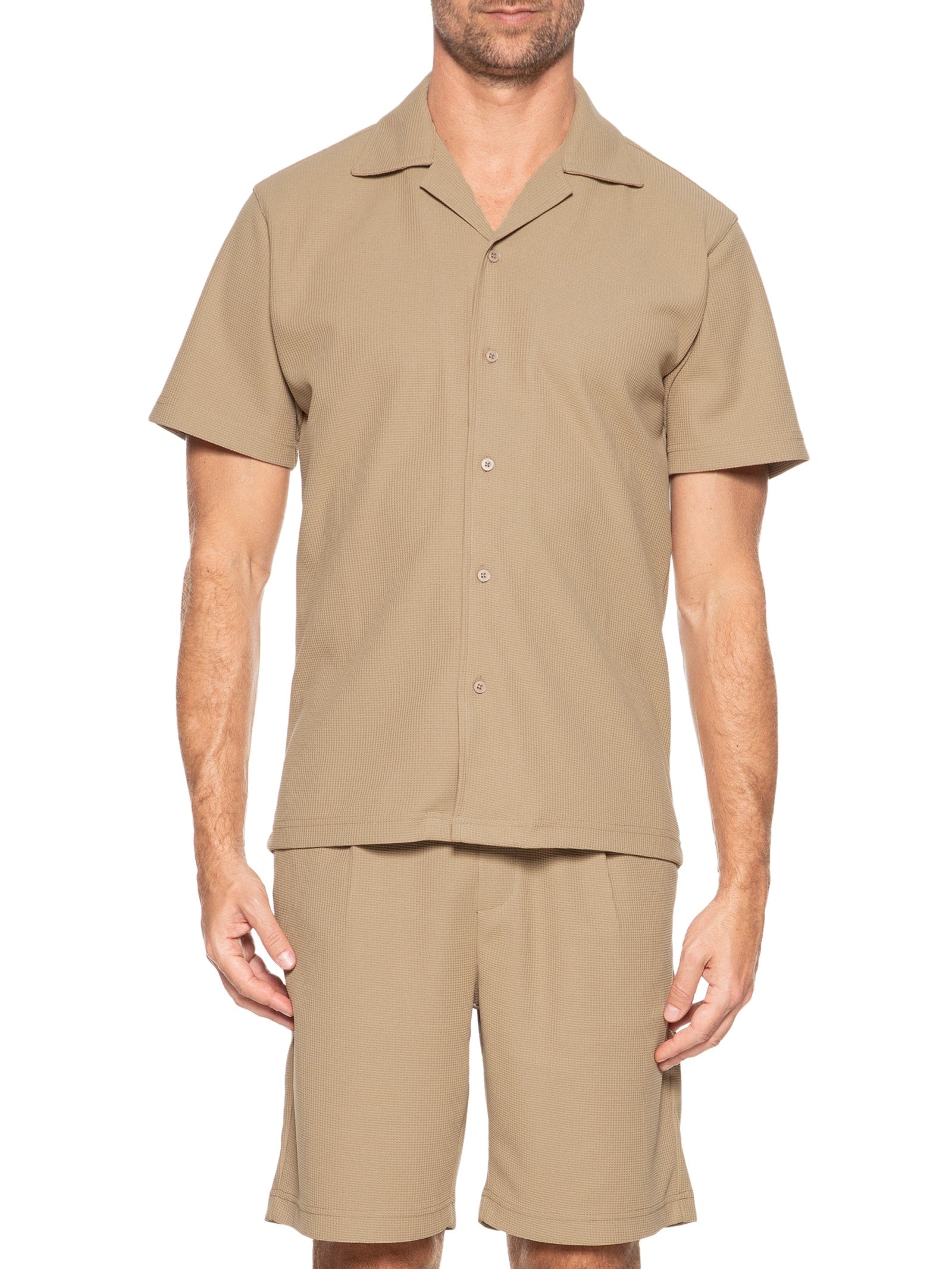 Conjunto Masculino Básico Camisa Manga Curta e Short - Azul - Imagem 3