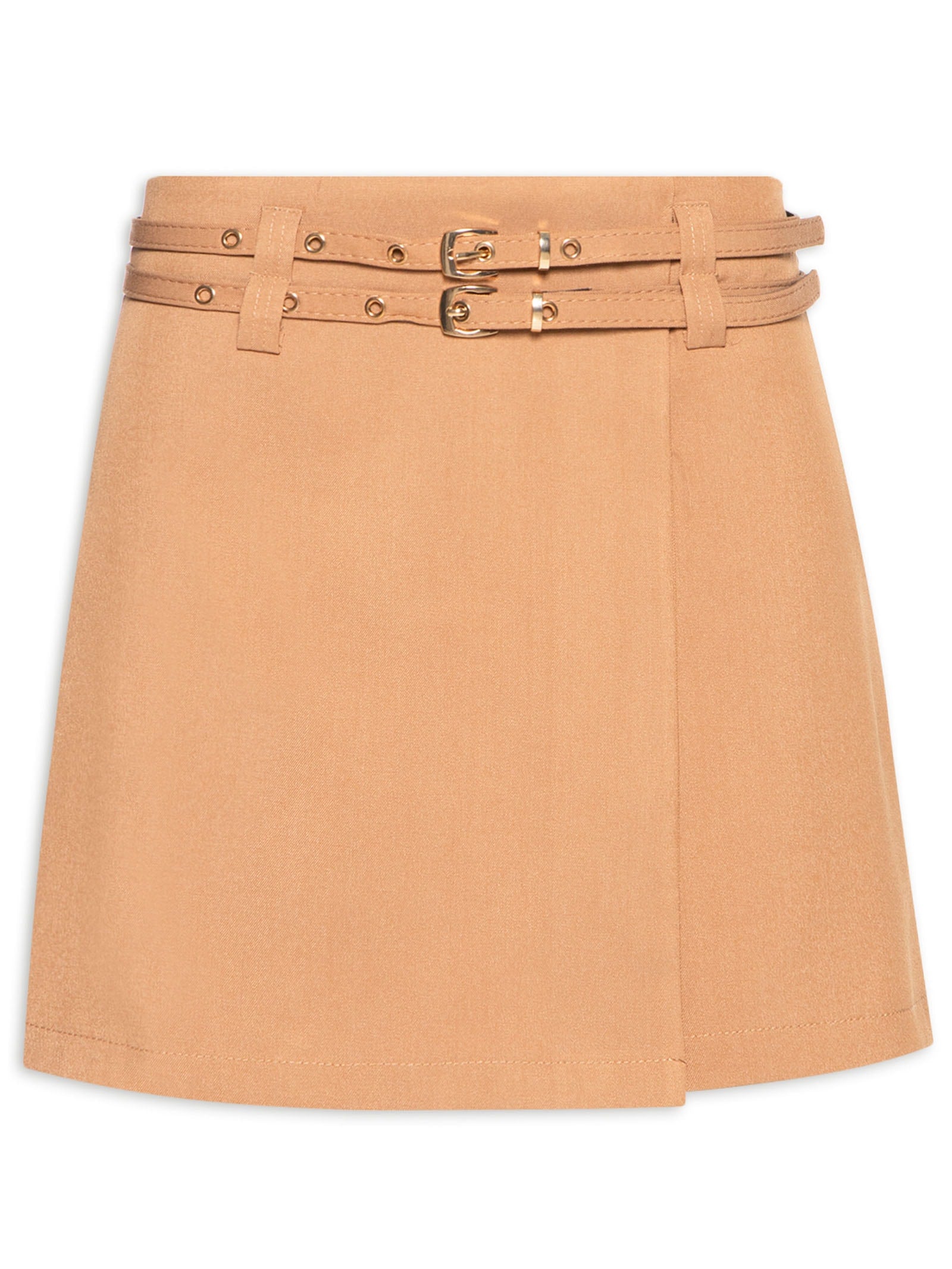 Short Feminino Saia Plano Tweed Texturizado - Bege