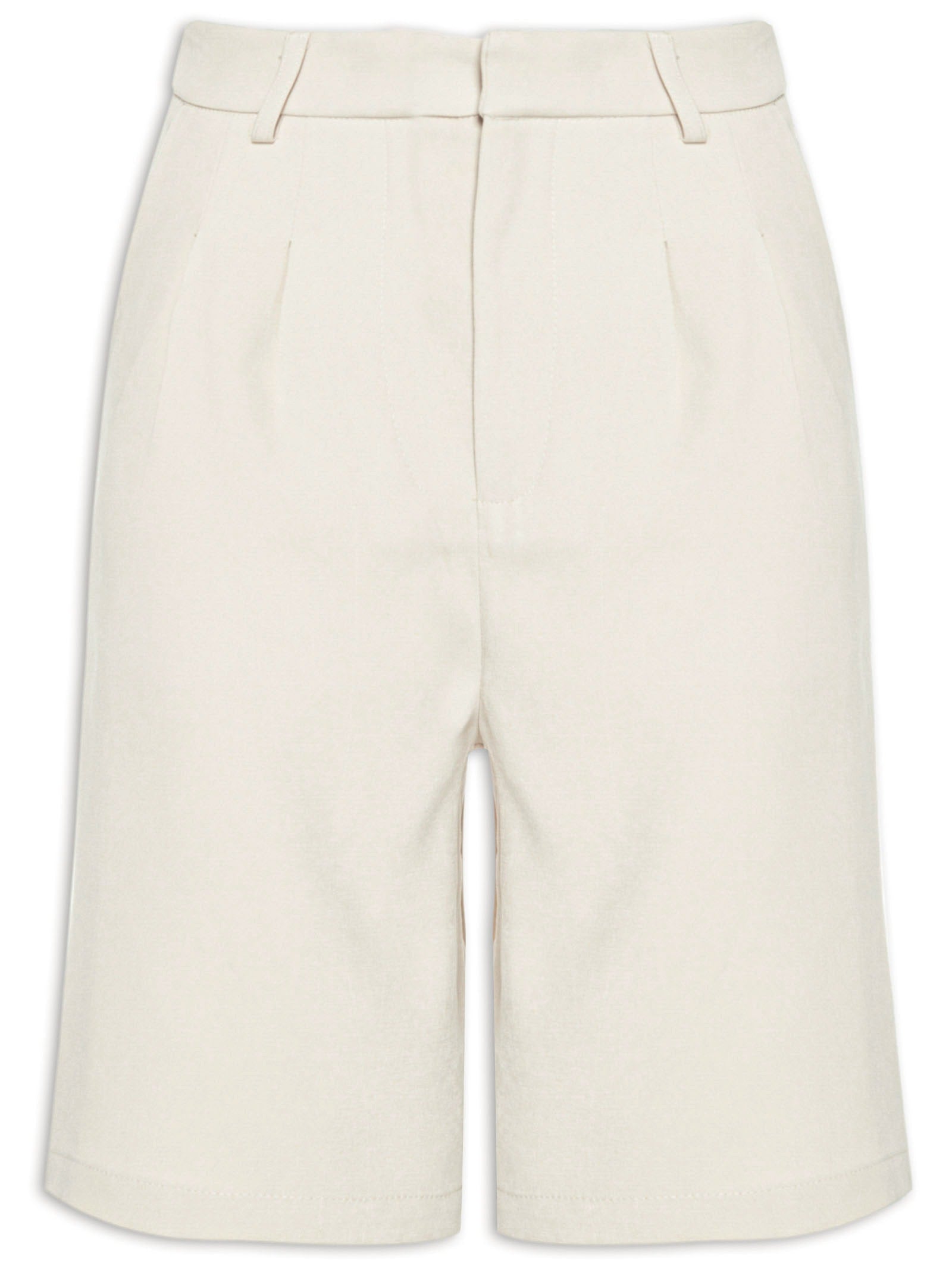 Bermuda Feminina Alfaiataria Barra Italiana - Bege