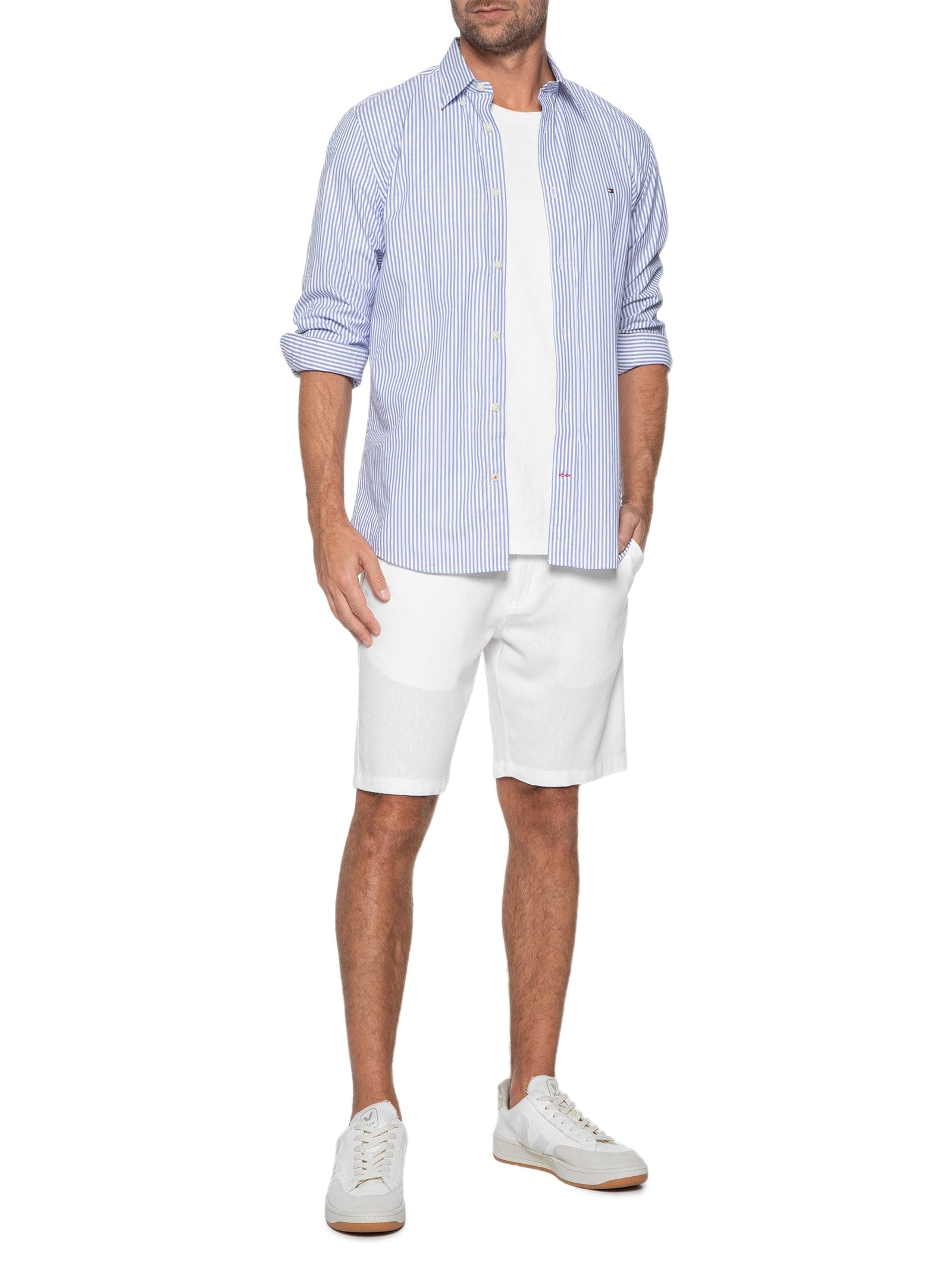 Bermuda Masculina Em Linho - Branco