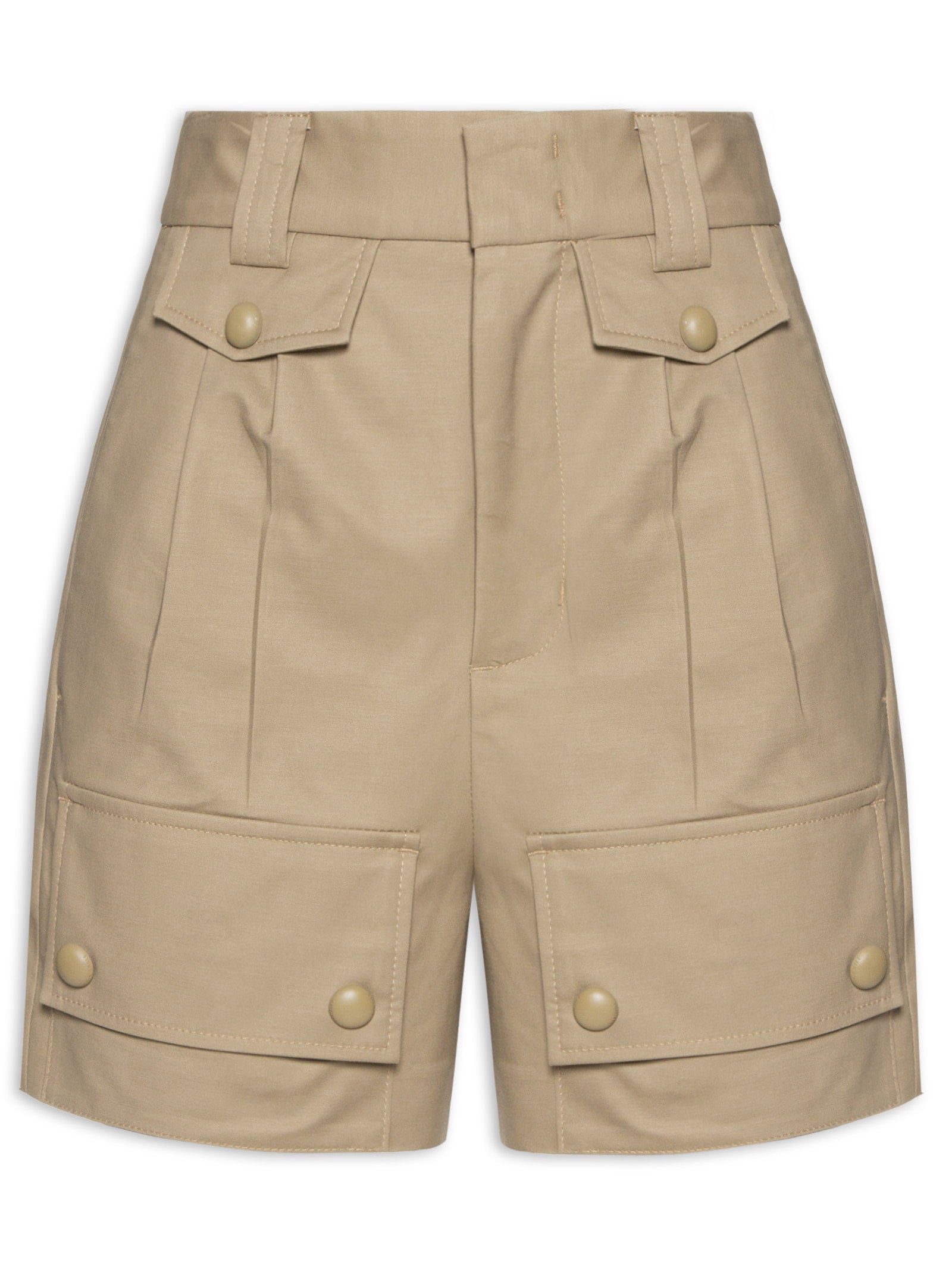 Short Feminino Barra Italiana Com Bolso - Bege