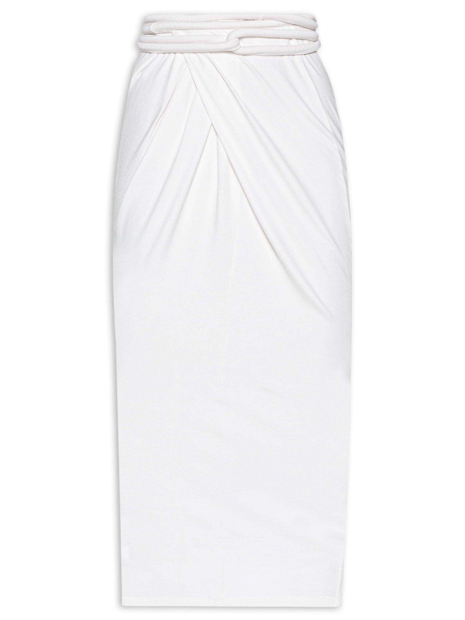 Saia Midi com Transpasse e Franzido - Preto