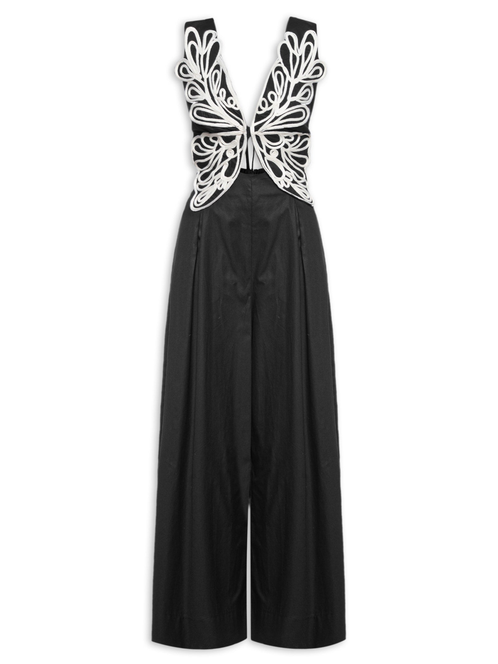 Macacão Feminino Ombro Só Bordado Eclipse - Preto