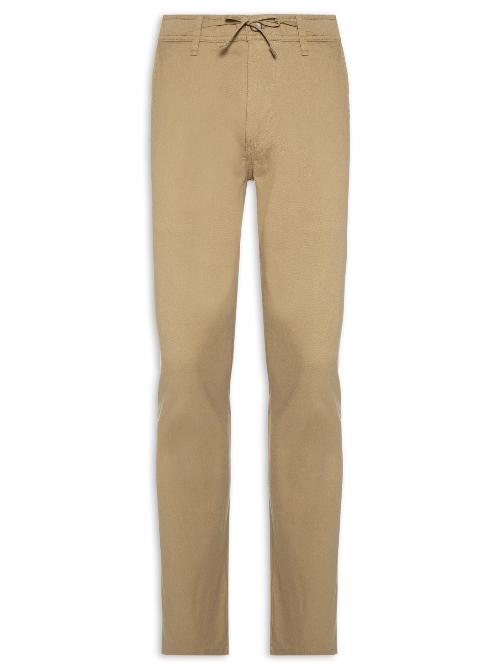 Calça Masculina Slim Fit Color Bolso Faca Em Sarja - Bege