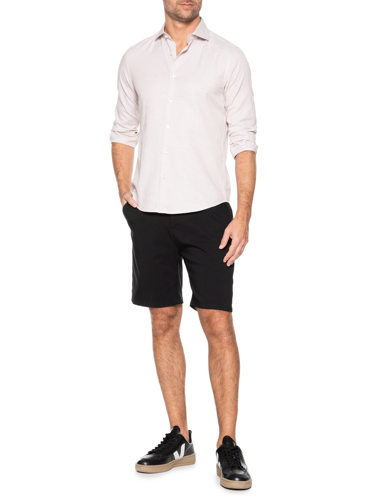 Camisa Masculina Regular Fit Algodão - Bege