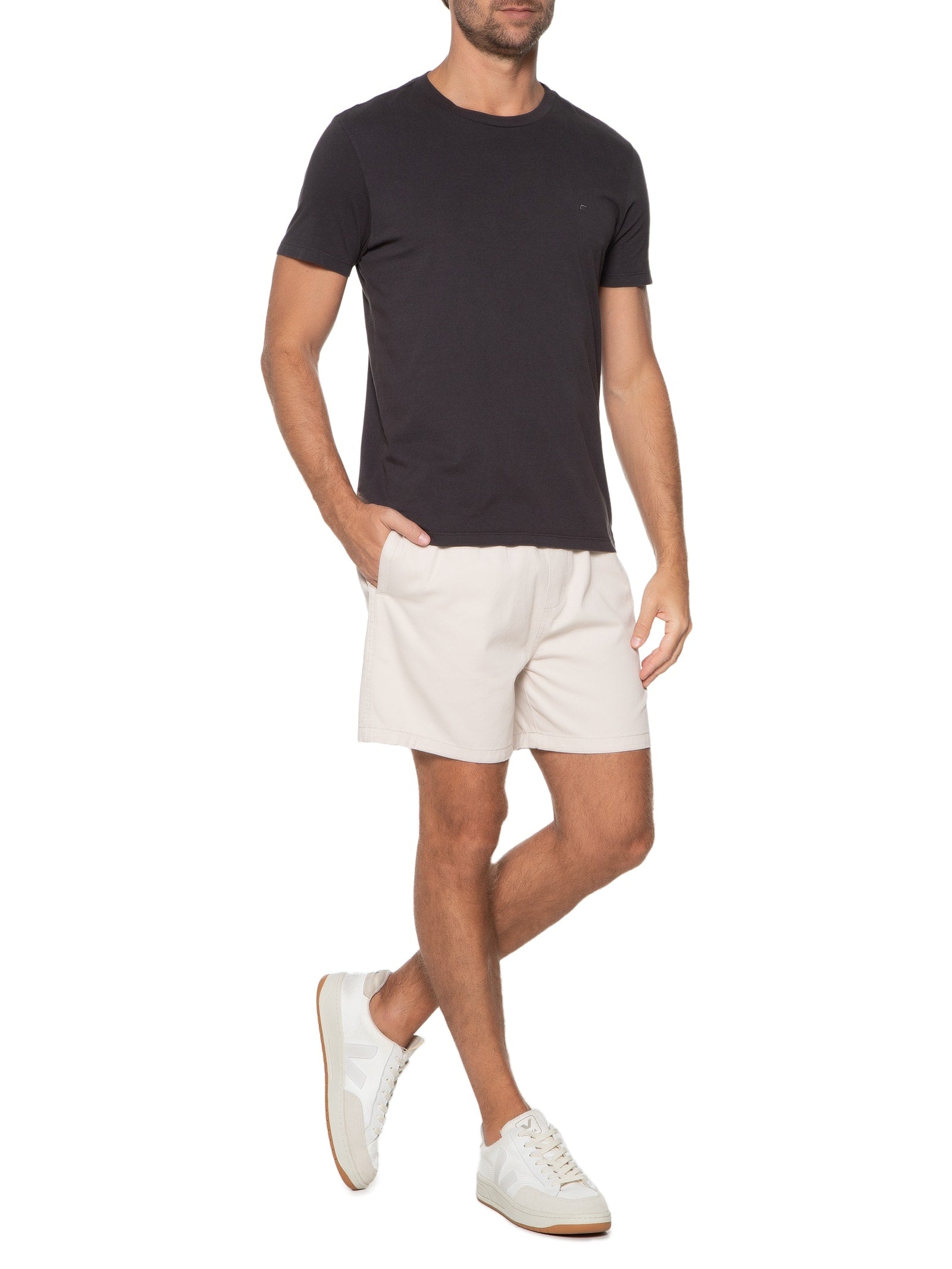 Calça Feminina Sarja Boca Reta Bege Biscoito - Bege - Imagem 2