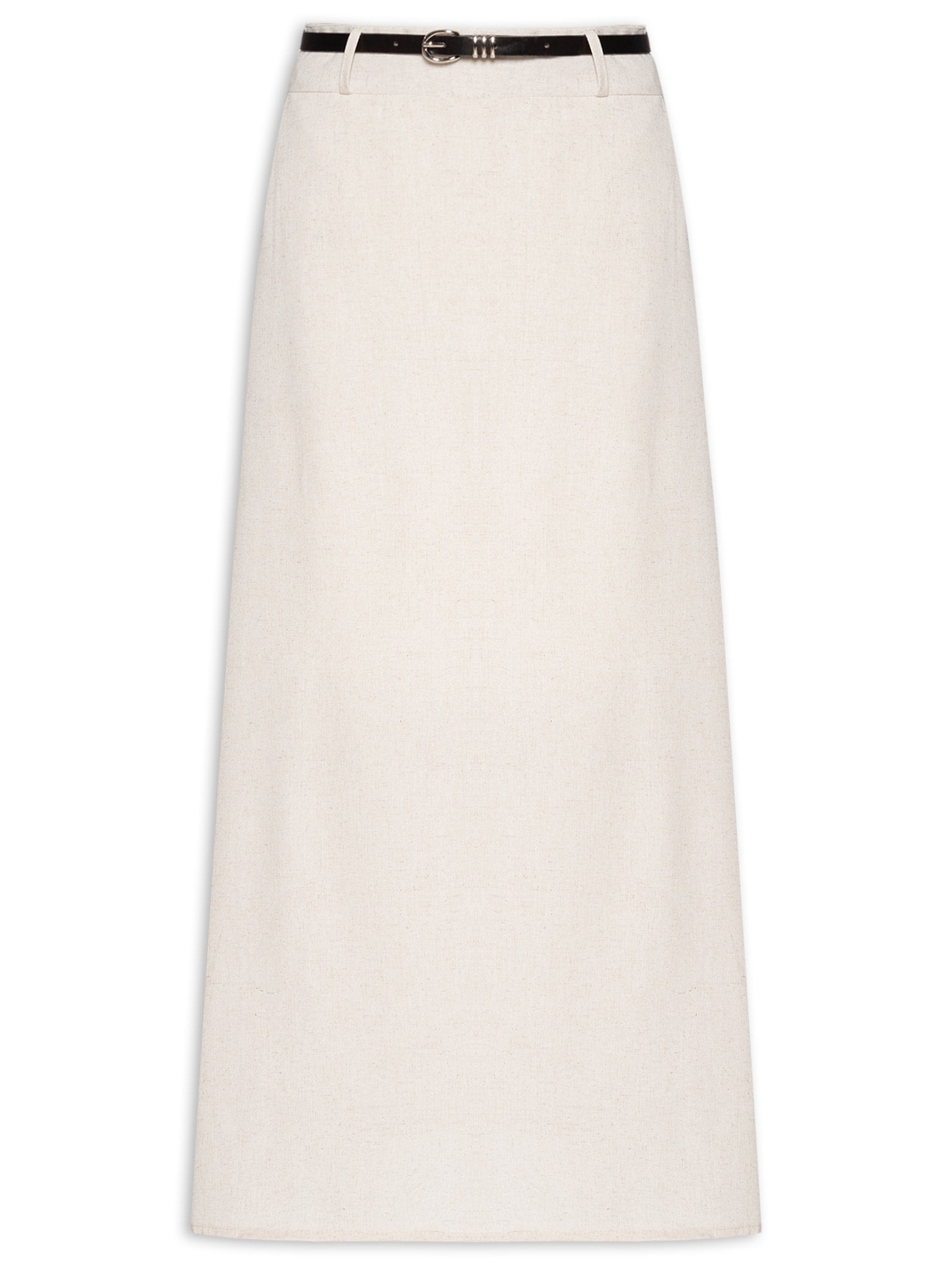 Saia Midi Evasê Listras - Off White