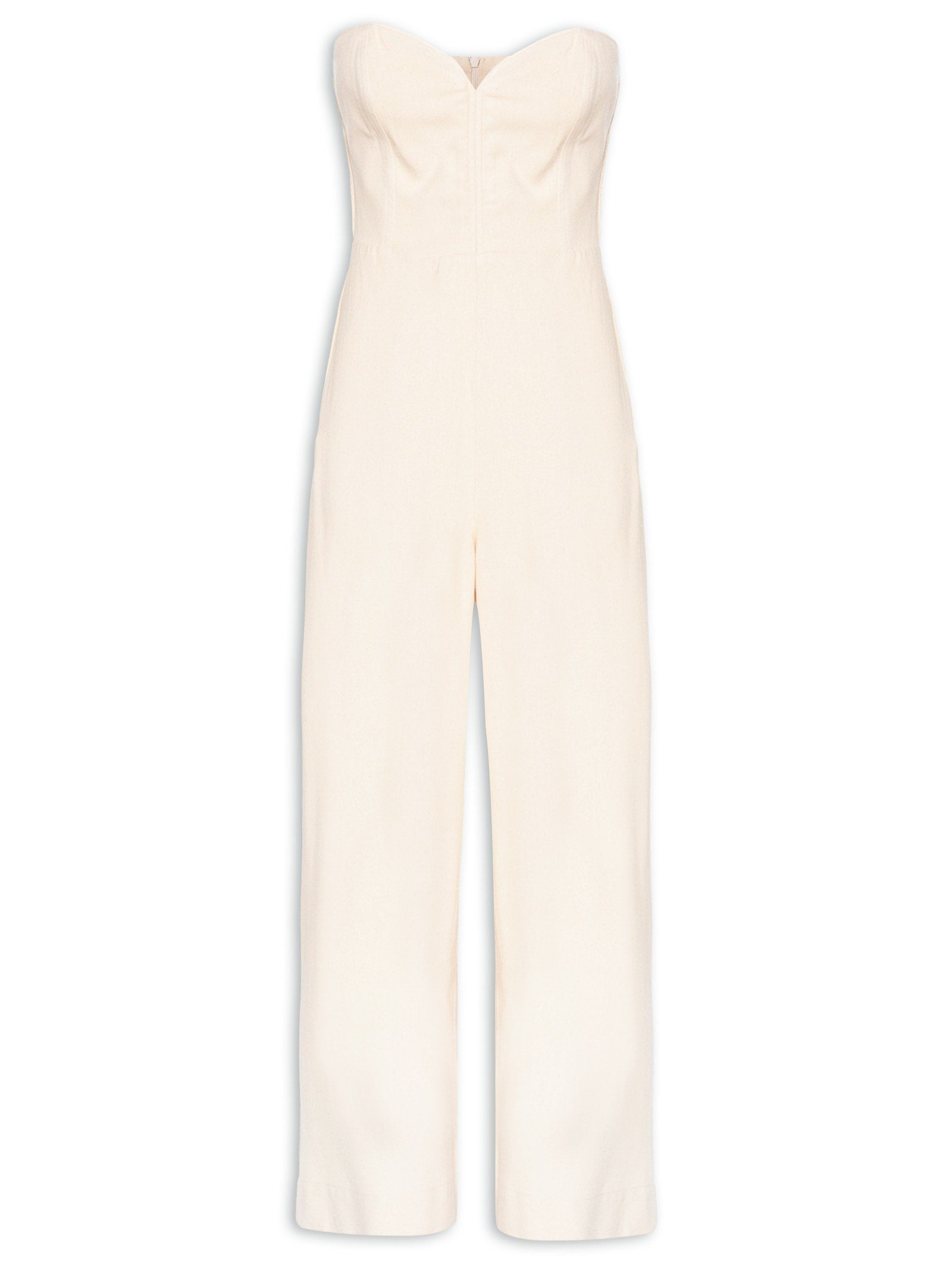 Macacão Feminino Alça De Sarja Nude - Bege