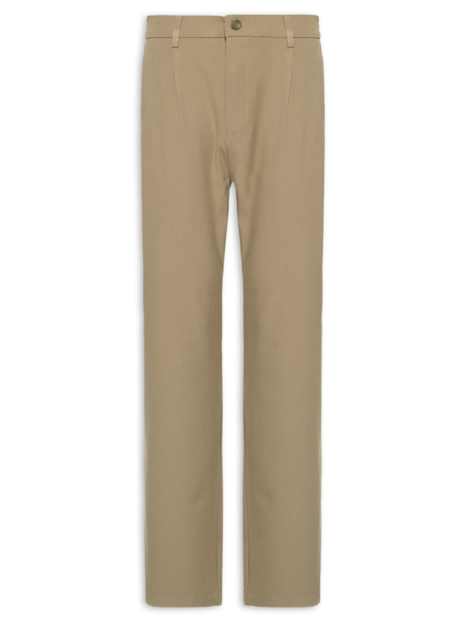 Calça Feminina Sarja Boca Reta Bege Biscoito - Bege