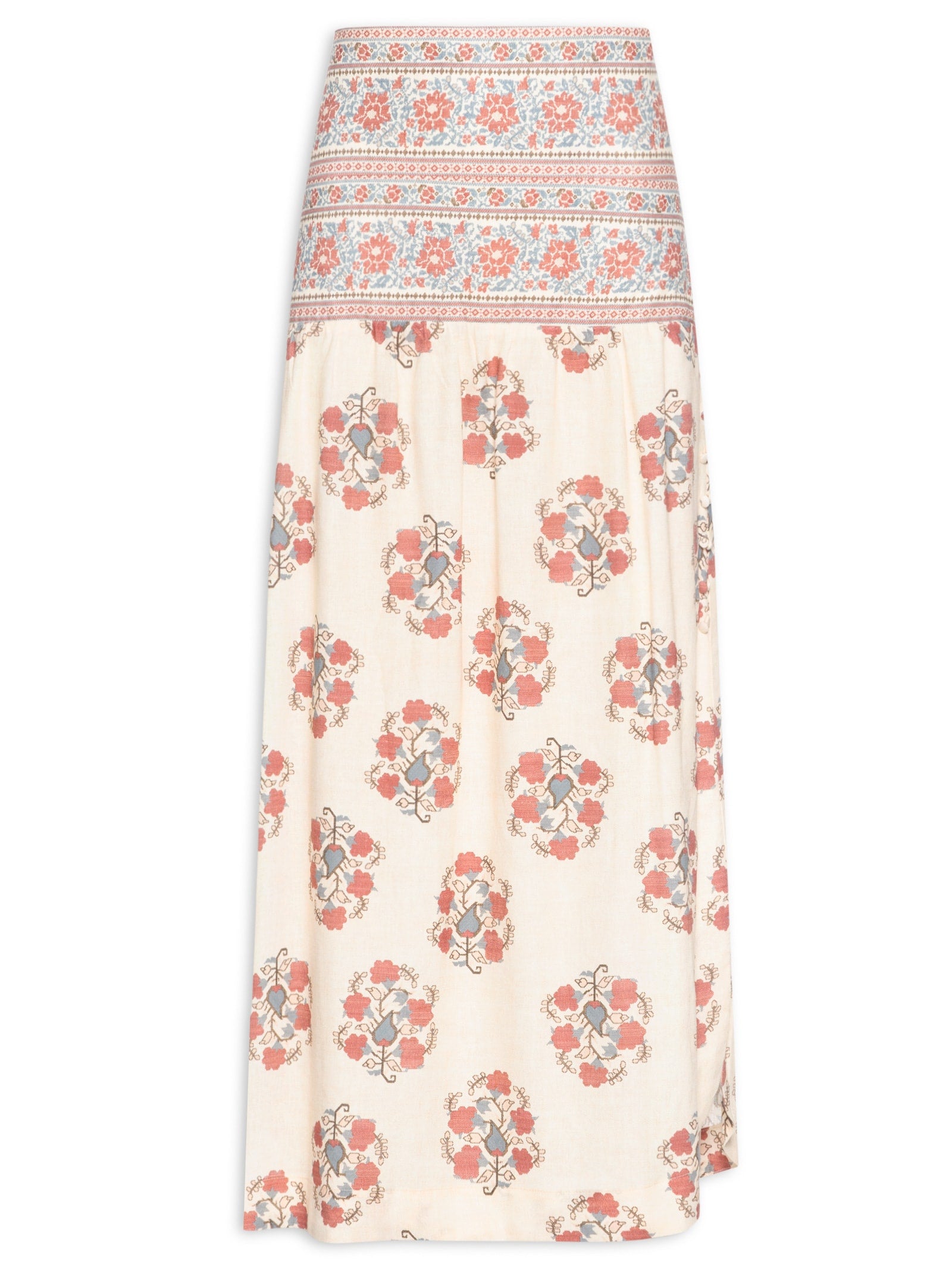 Saia Midi Estampa Brisa - Bege