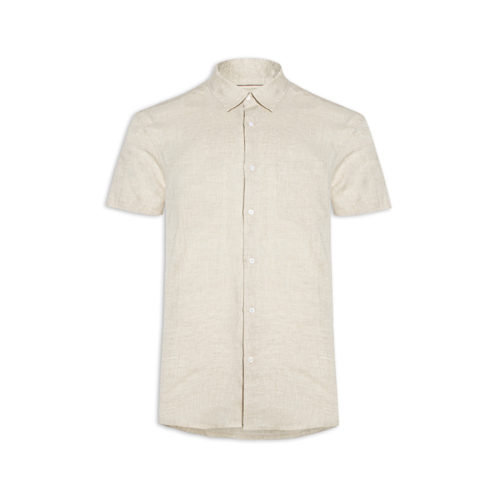 Camisa Masculina Classic Linen Manga Curta - Off White