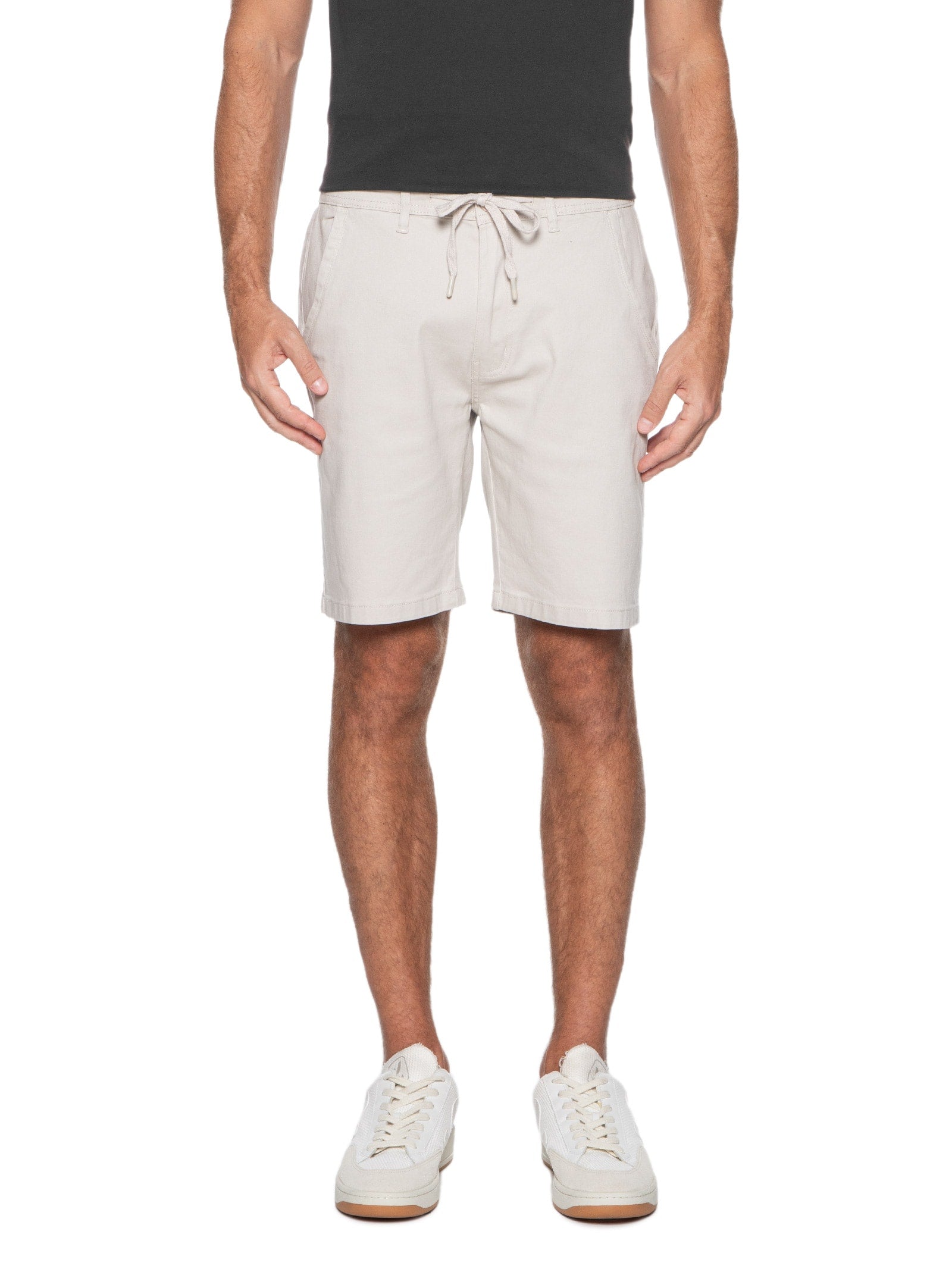 Bermuda Masculina Sarja Com Elástico No Cós Básica - Bege - Imagem 3
