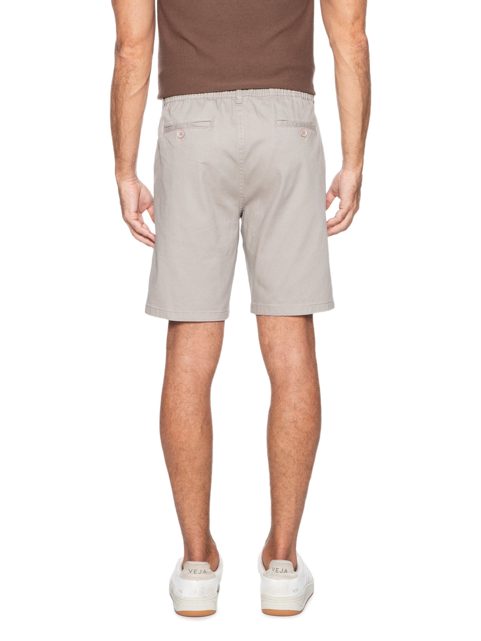 Bermuda Masculina Sarja Com Elástico No Cós Básica - Bege
