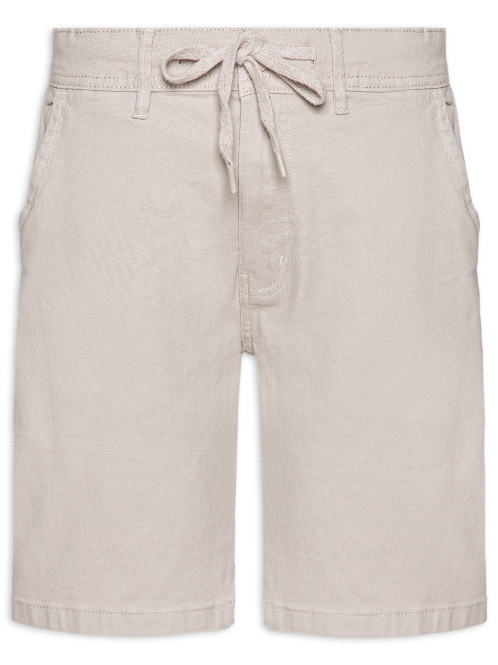 Bermuda Masculina Sarja Com Elástico No Cós Básica - Bege