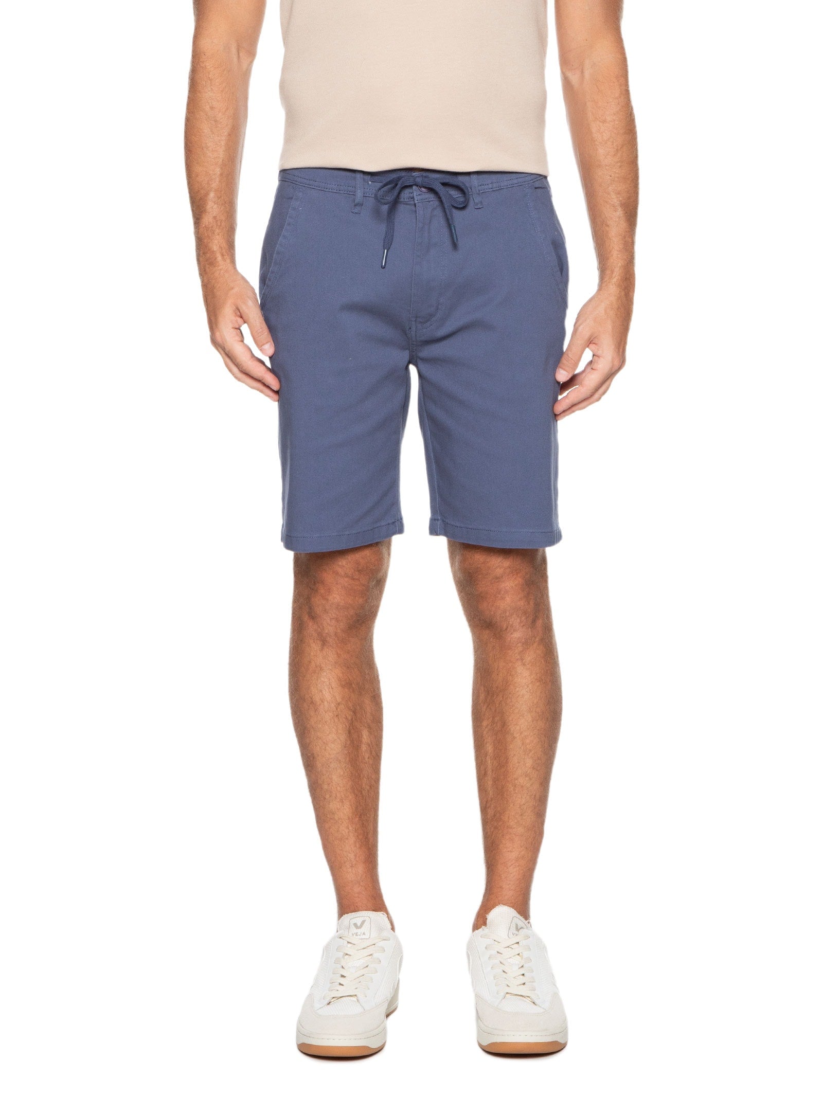 Bermuda Masculina Sarja Com Elástico No Cós Básica - Azul