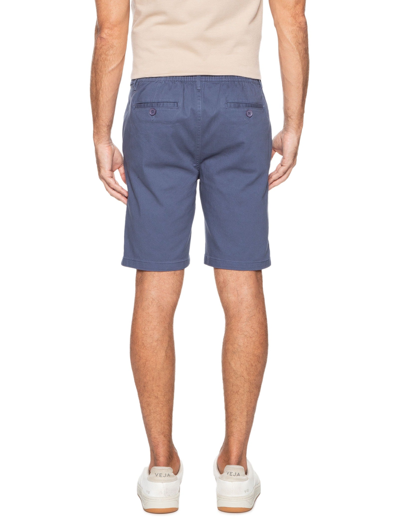 Bermuda Masculina Sarja Com Elástico No Cós Básica - Azul