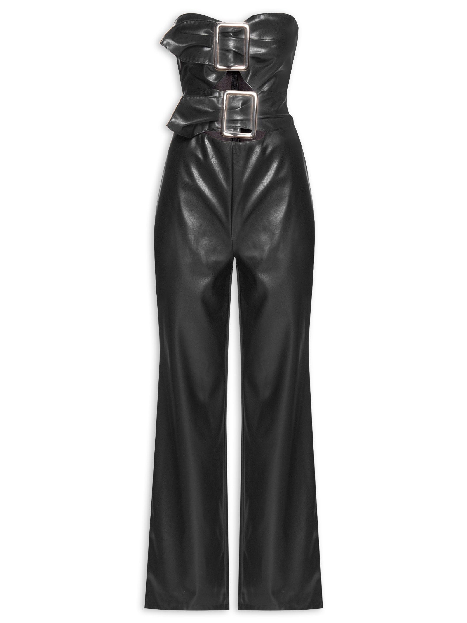 Macacão Feminino Mangas Pesponto - Preto