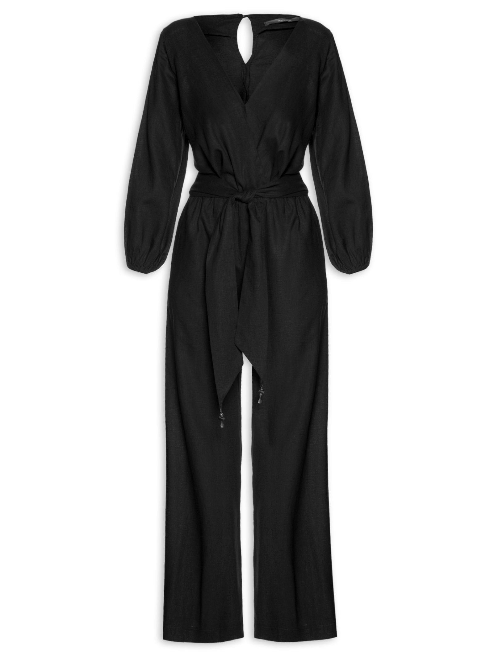 Macacão Feminino Manga Longa Decote Torcido - Preto