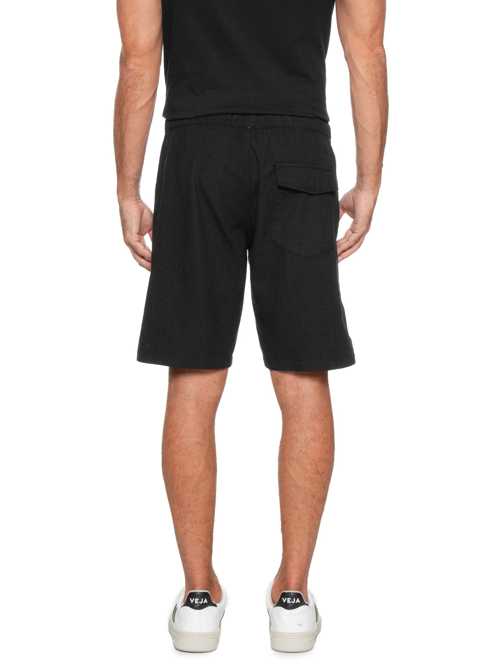 Bermuda Masculina Com Elástico E Cordão Em Linho - Verde - Imagem 4