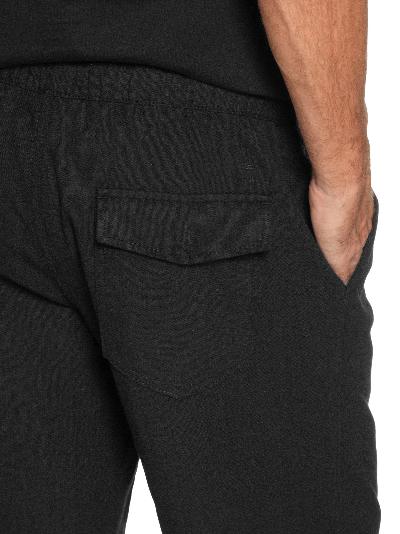 Bermuda Masculina Com Elástico E Cordão Em Linho - Verde - Imagem 5