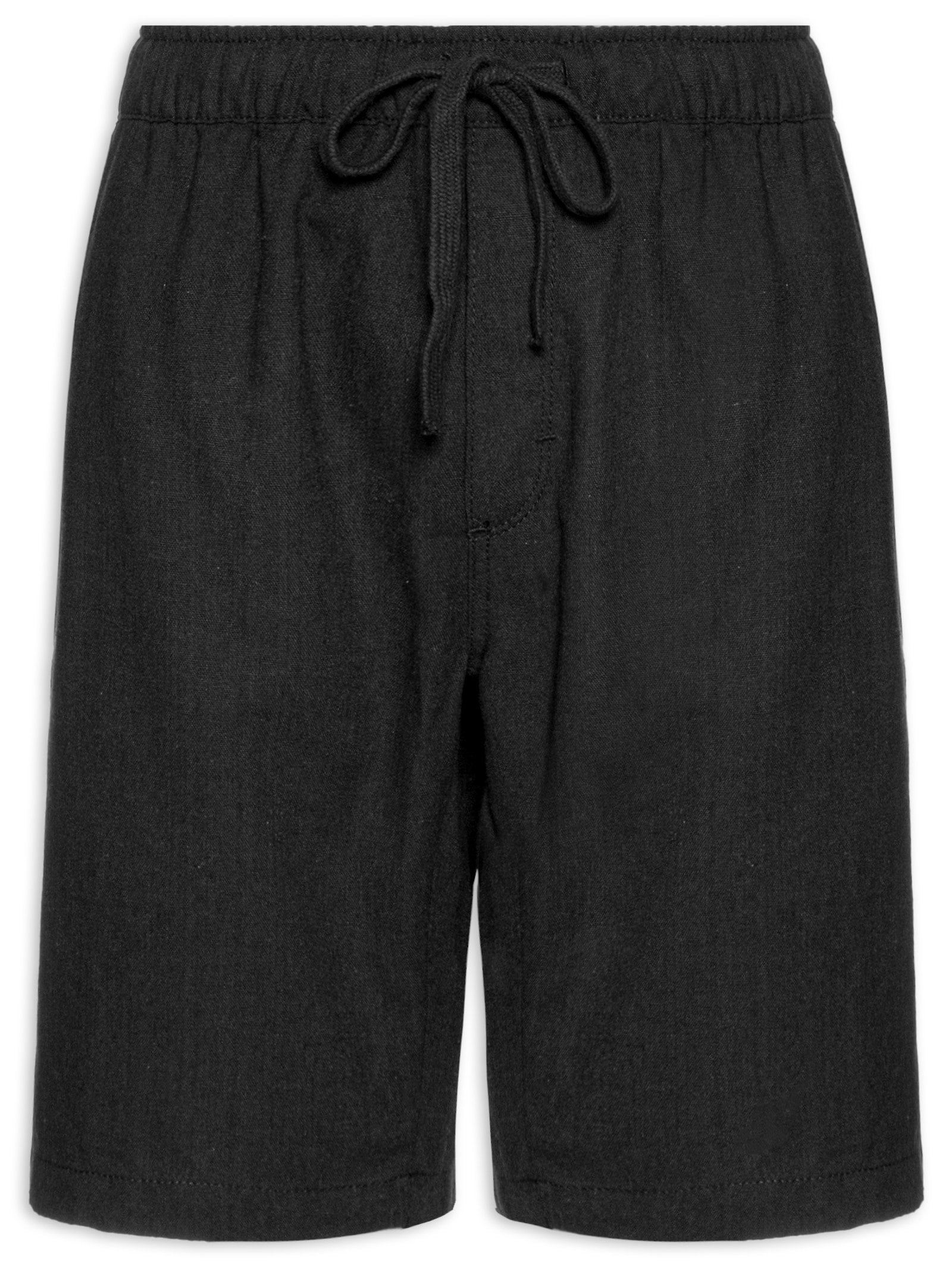 Bermuda Masculina Com Elástico E Cordão Em Linho - Verde