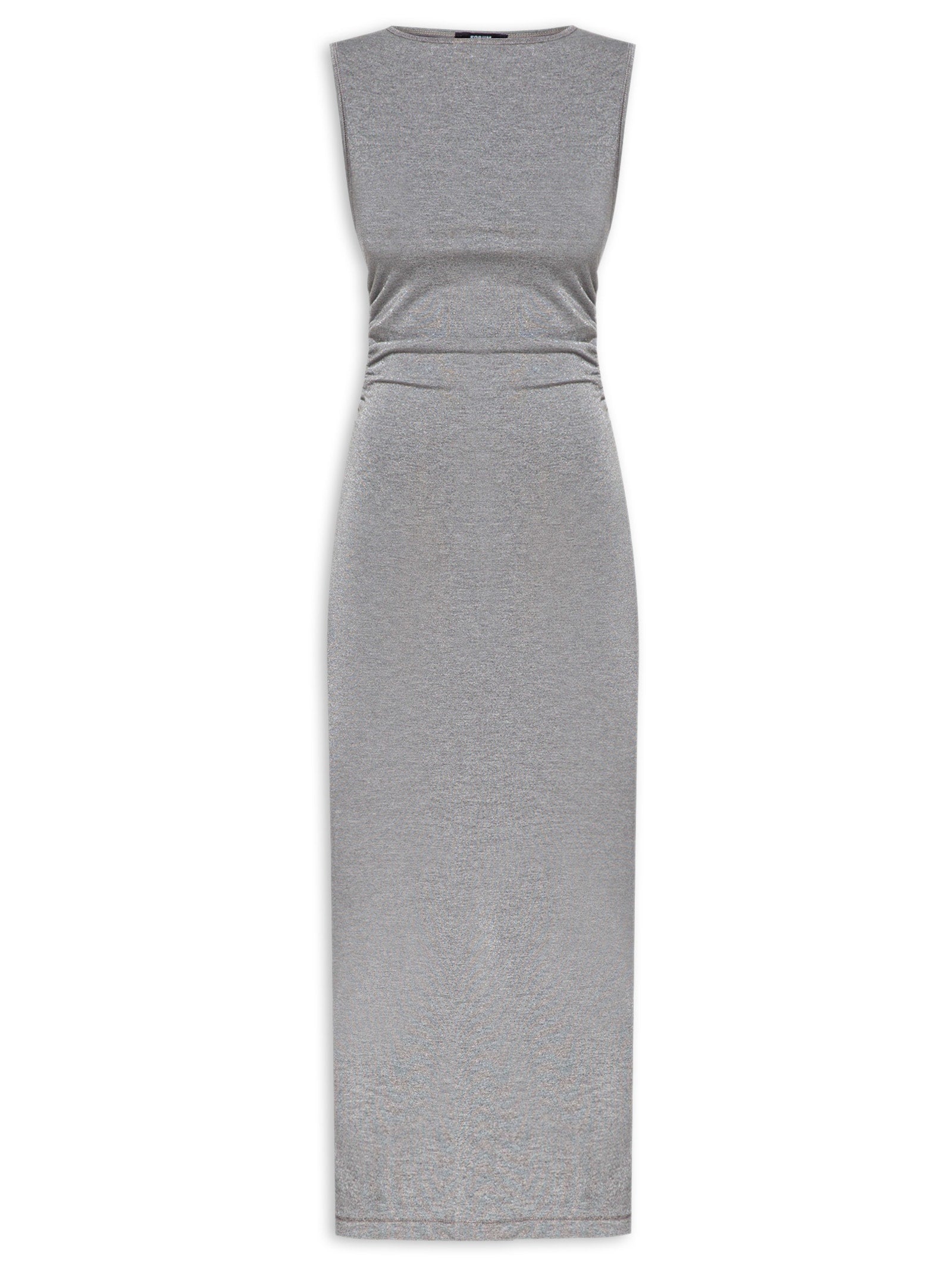 Vestido Midi Alça Bordado Rafis - Cinza