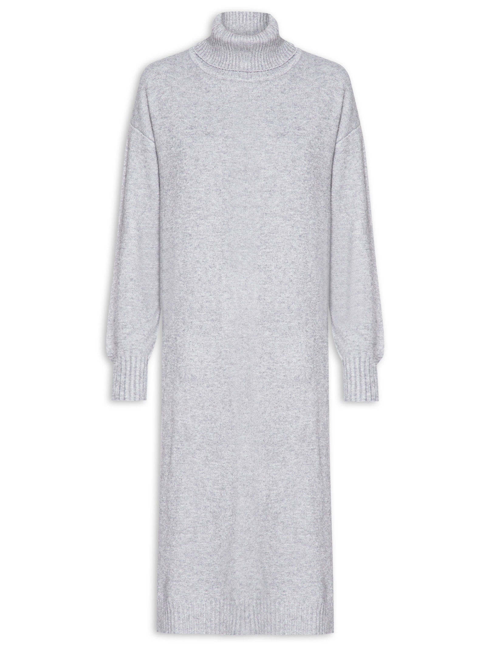 Vestido Midi Gola Alta em Tricot - Bege