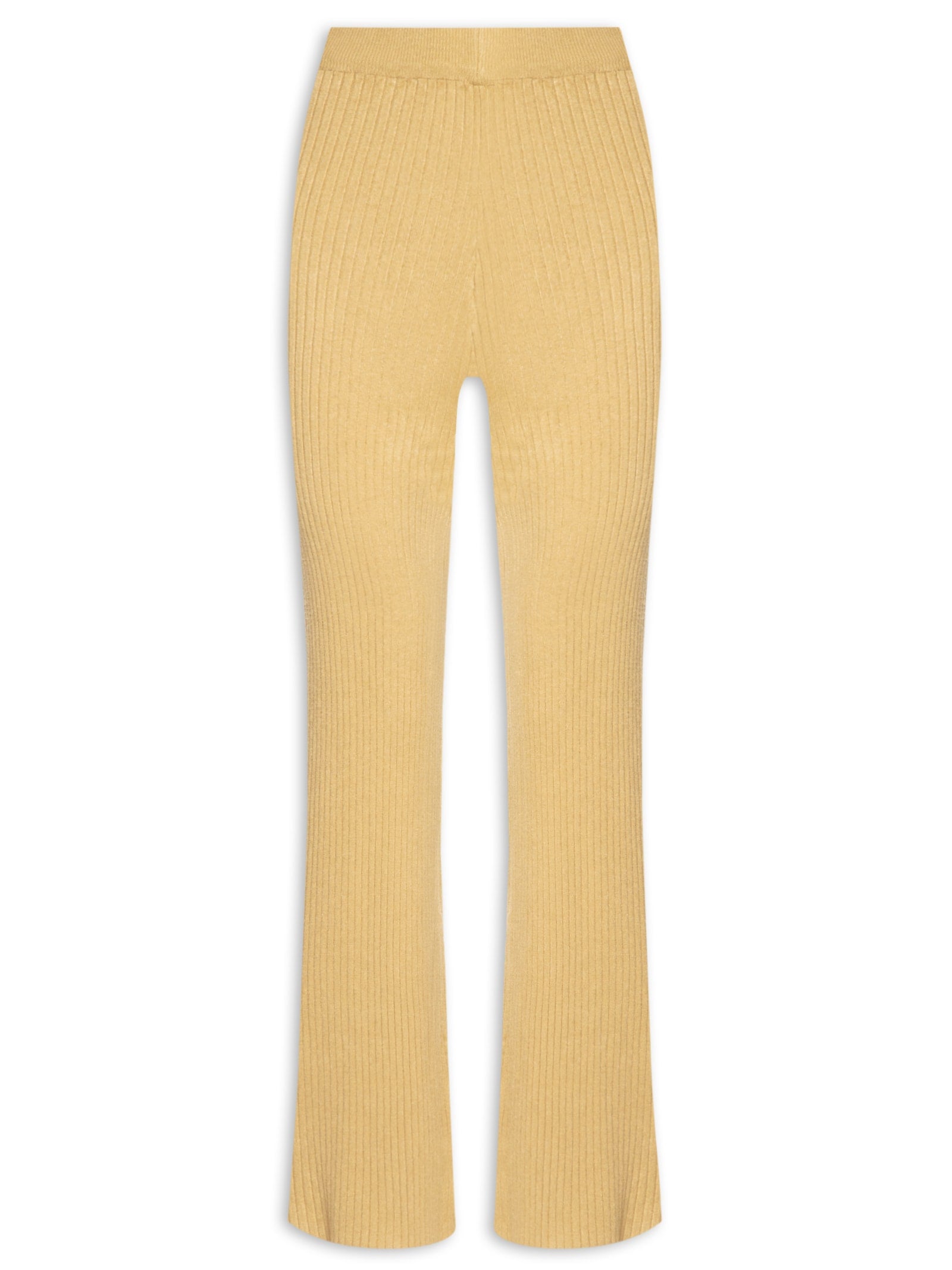 Calça Feminina Bicolor Detalhe Tricot - Bege