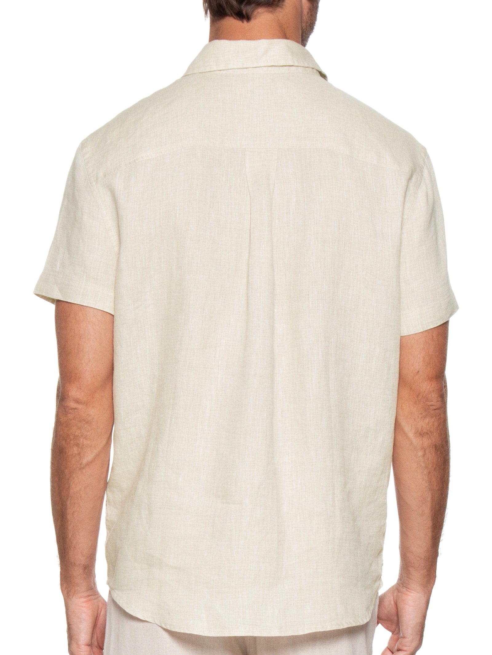 Camisa Masculina Classic Linen Manga Curta - Off White