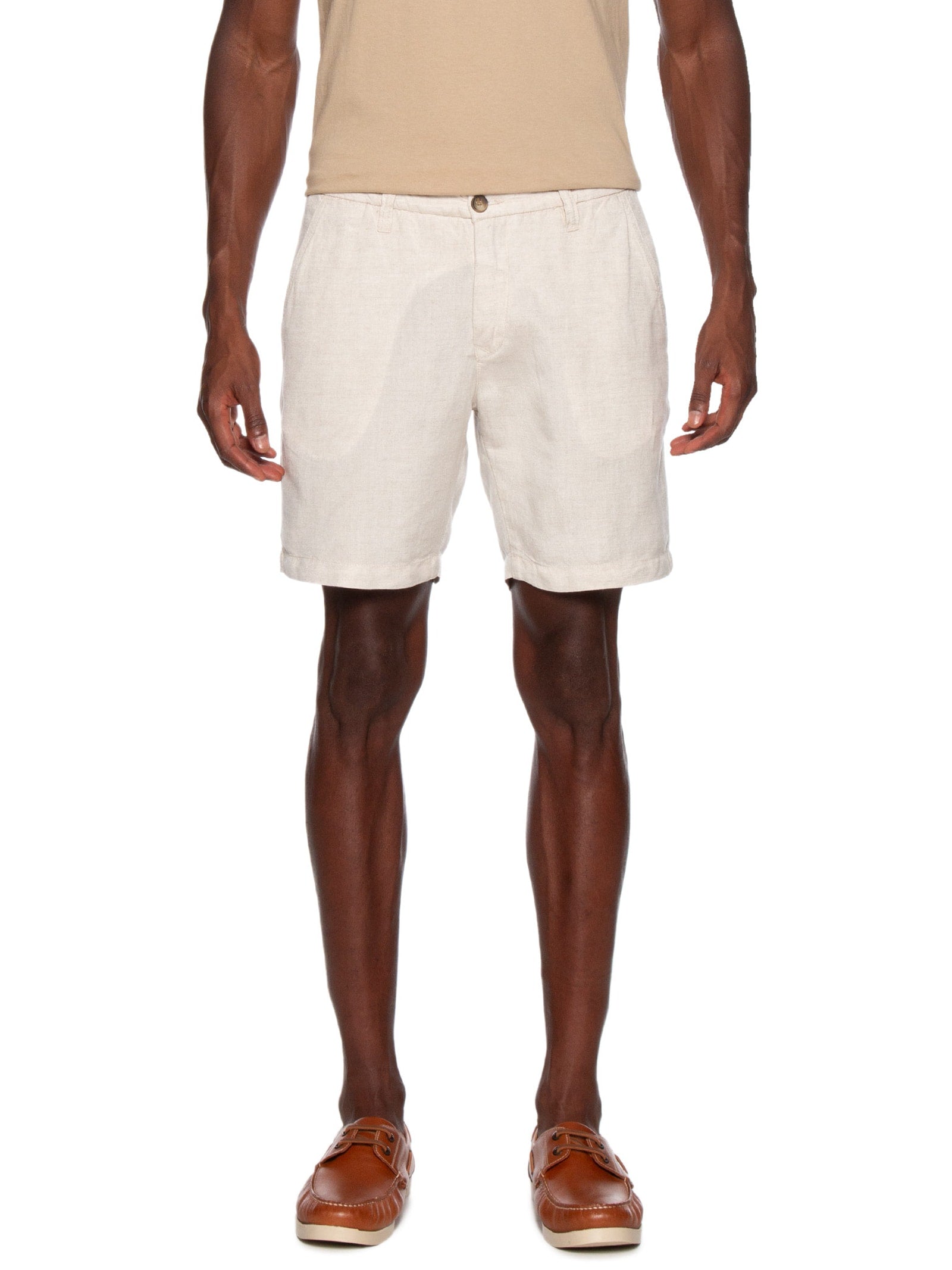 Bermuda Masculina Casual Listrada Moletom - Off White - Imagem 3
