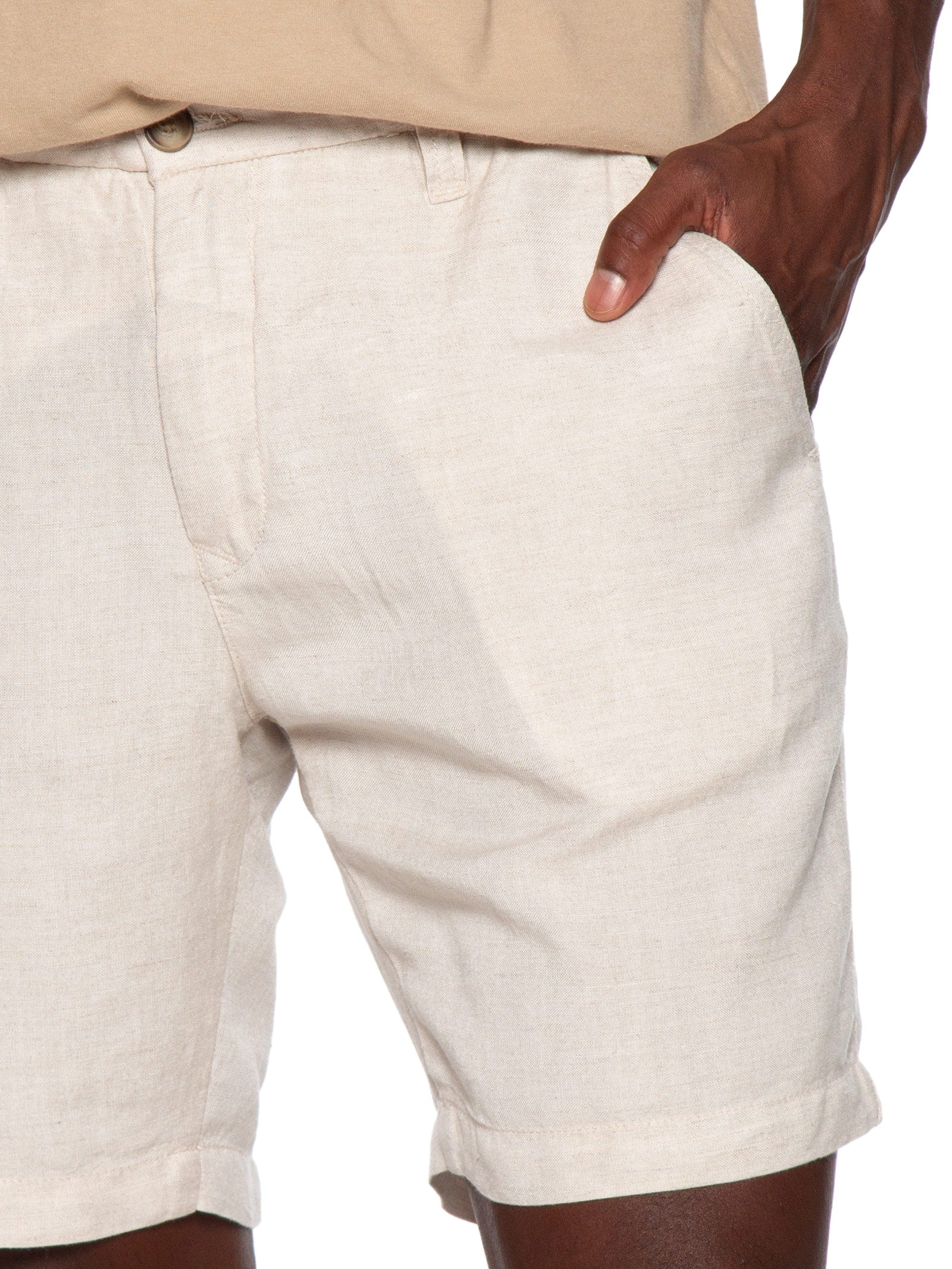 Bermuda Masculina Casual Listrada Moletom - Off White - Imagem 5