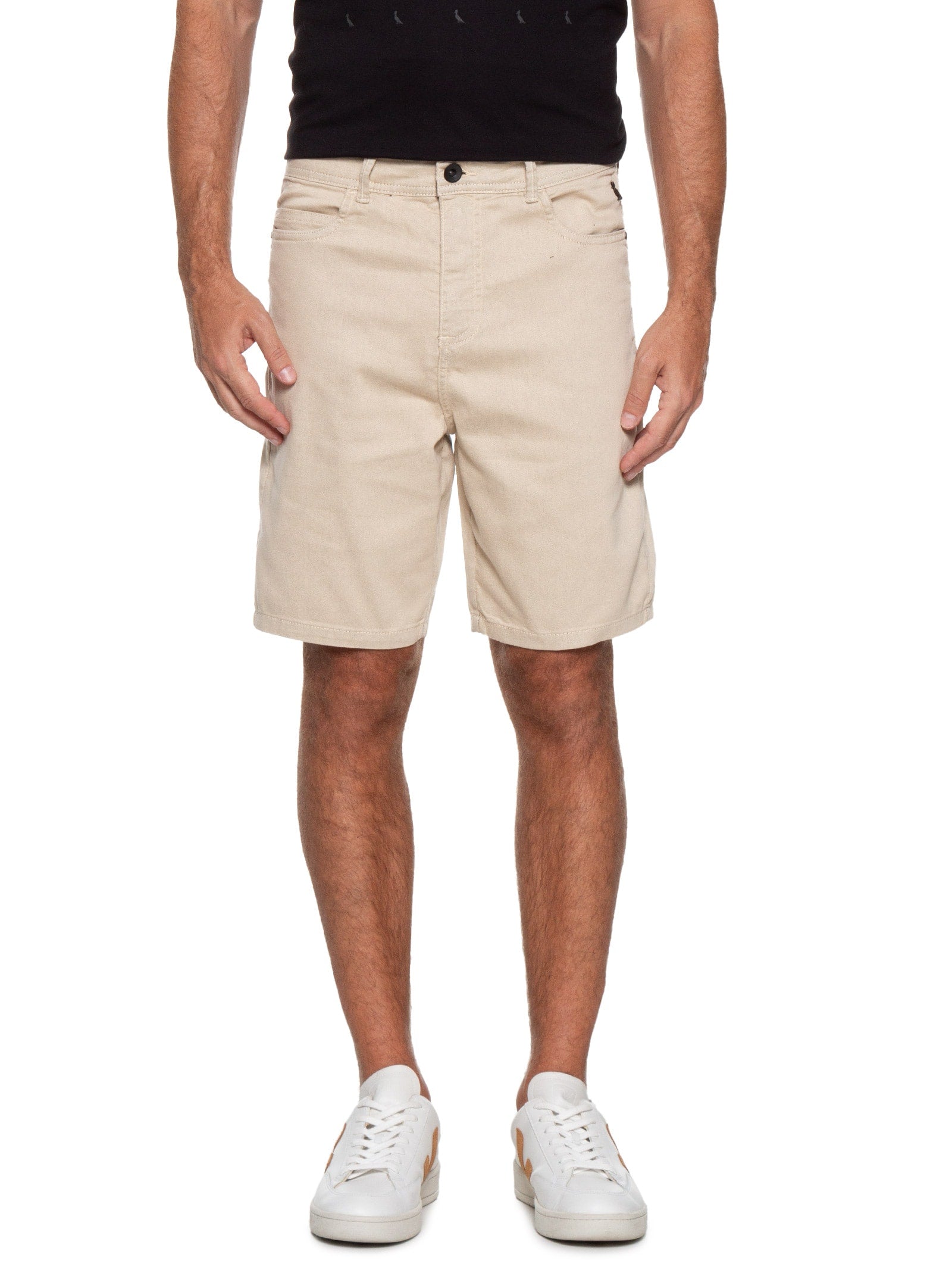 Bermuda Masculina Color Chino Curta Sarja Reat - Bege - Imagem 3