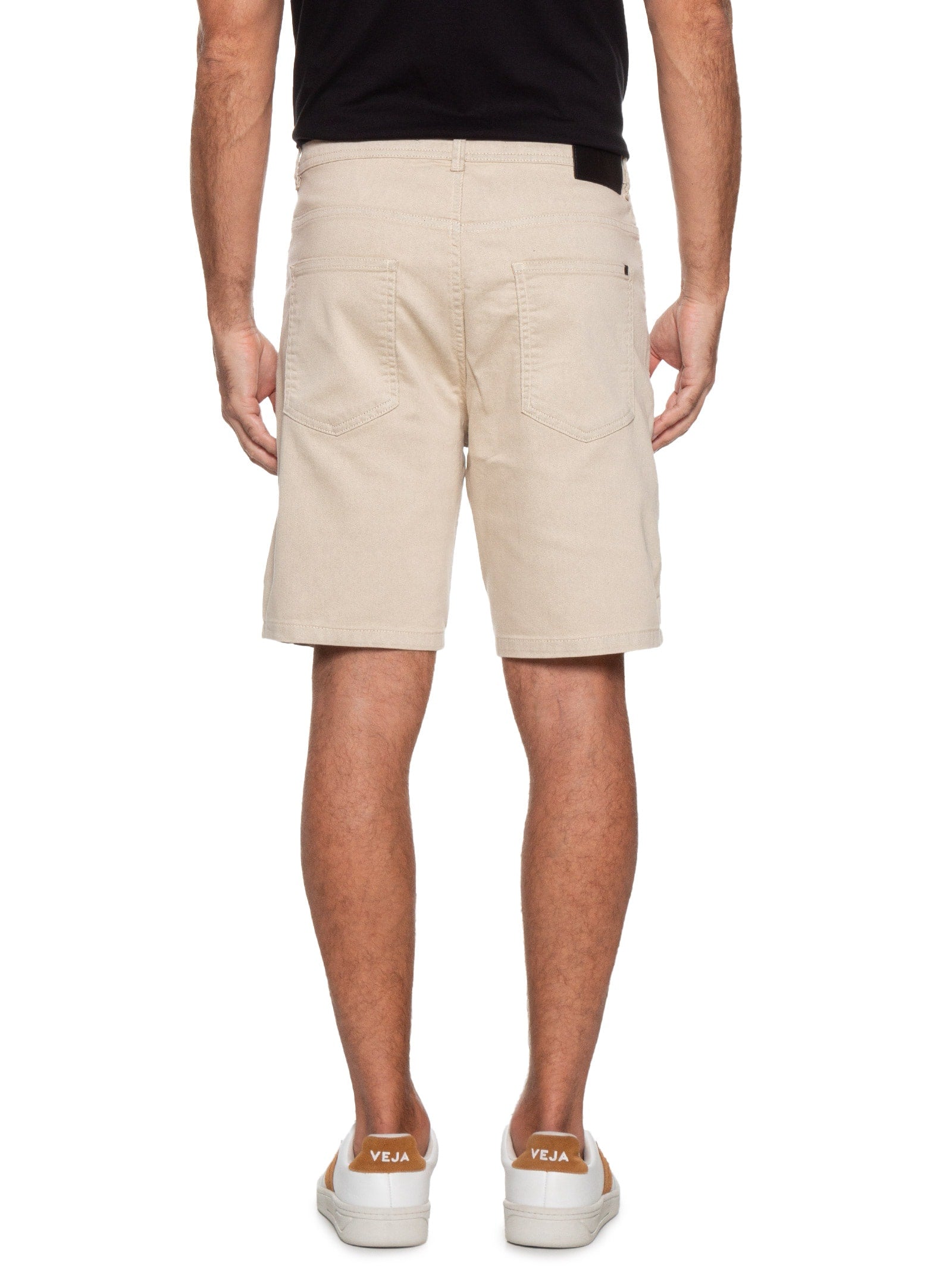 Bermuda Masculina Color Chino Curta Sarja Reat - Bege - Imagem 4