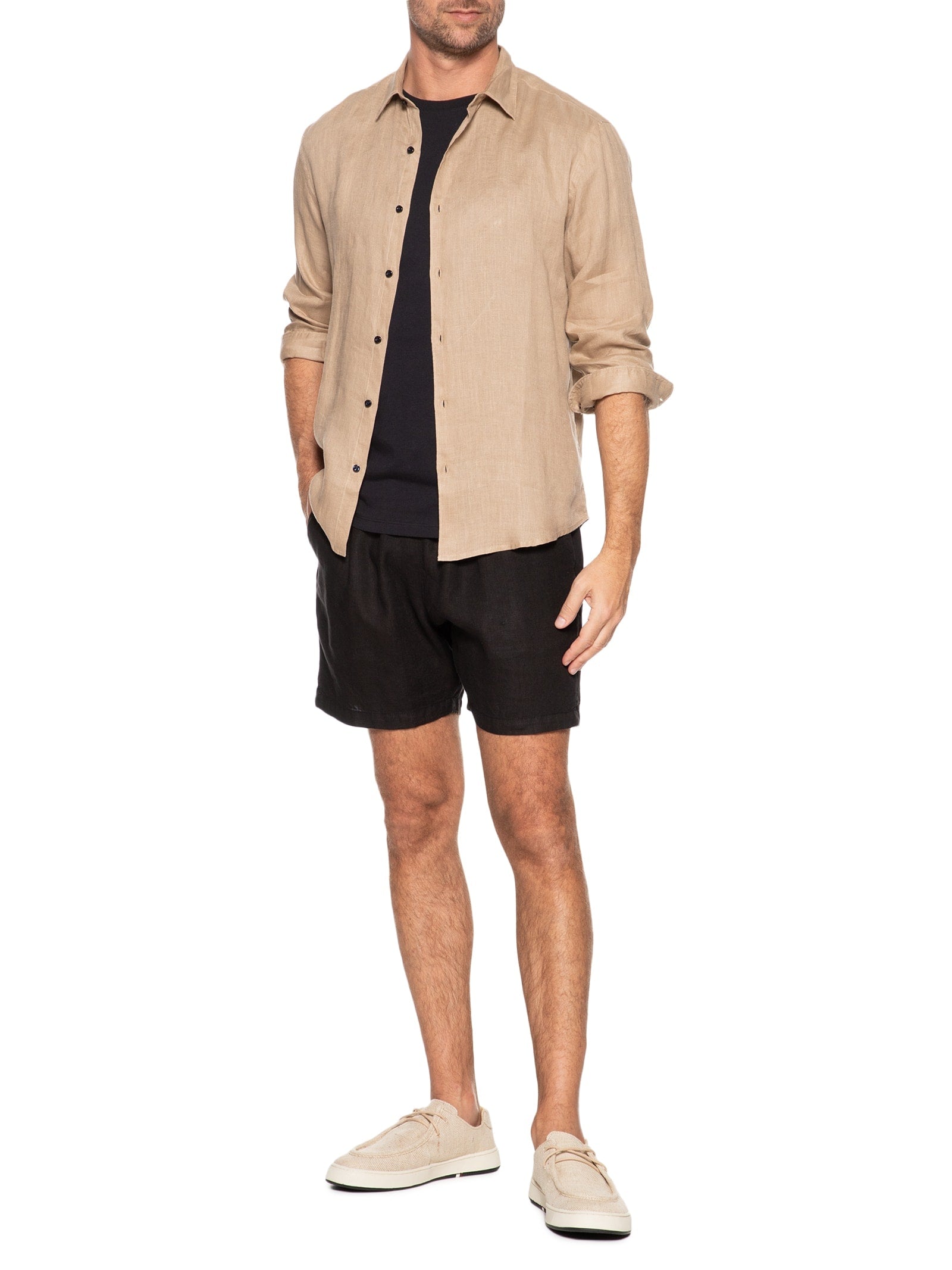 Short Masculino Puro Linho Pier - Bege - Imagem 2