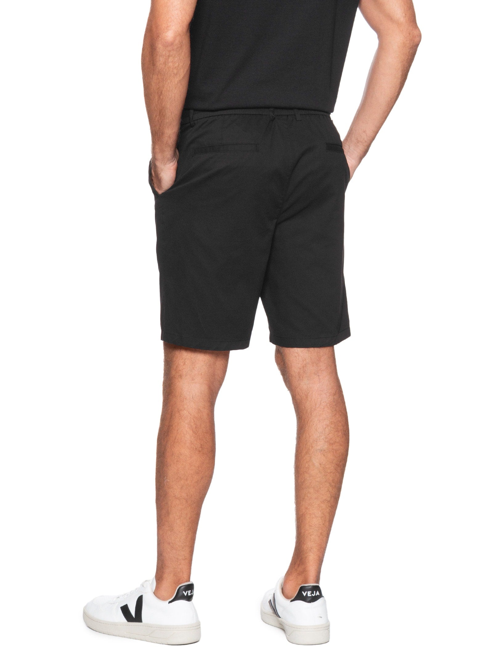 Bermuda Masculina Sarja Com Elástico No Cós Básica - Preto - Imagem 4