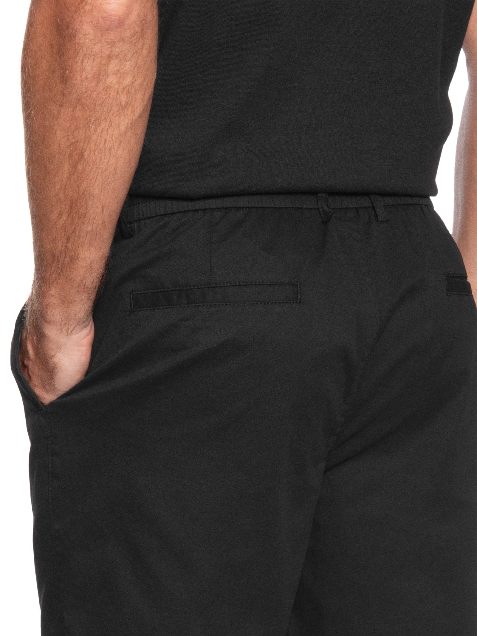 Bermuda Masculina Sarja Com Elástico No Cós Básica - Preto - Imagem 5